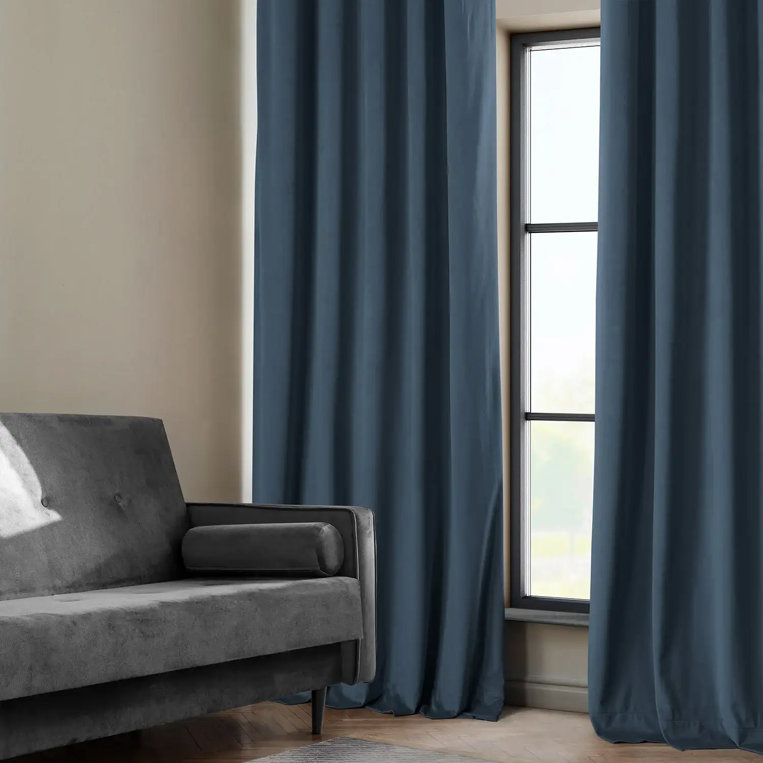 London Blue Heritage Plush Velvet Custom Curtain - Image 4