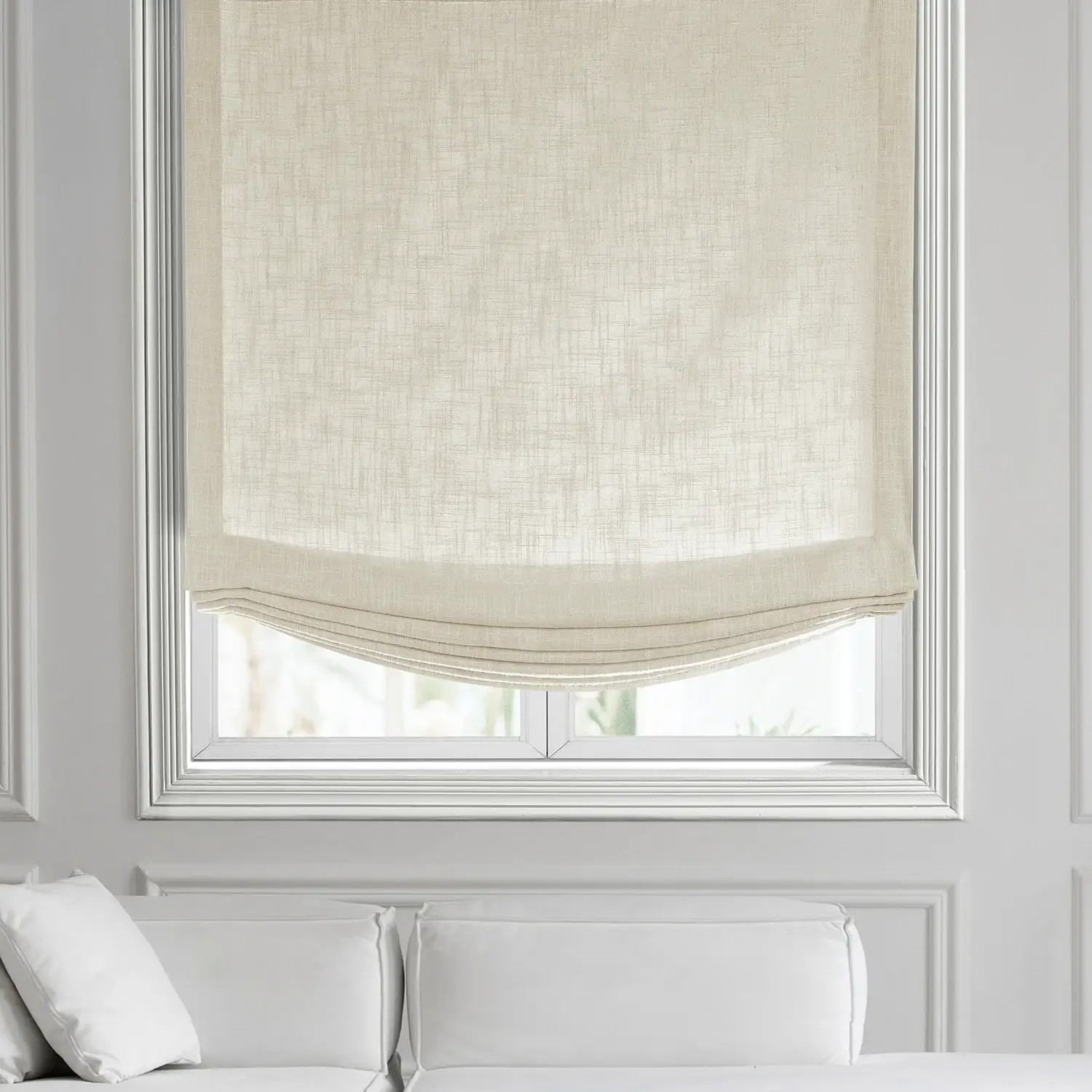 Malted Cream Heavy Faux Linen Roman Shade - Image 2