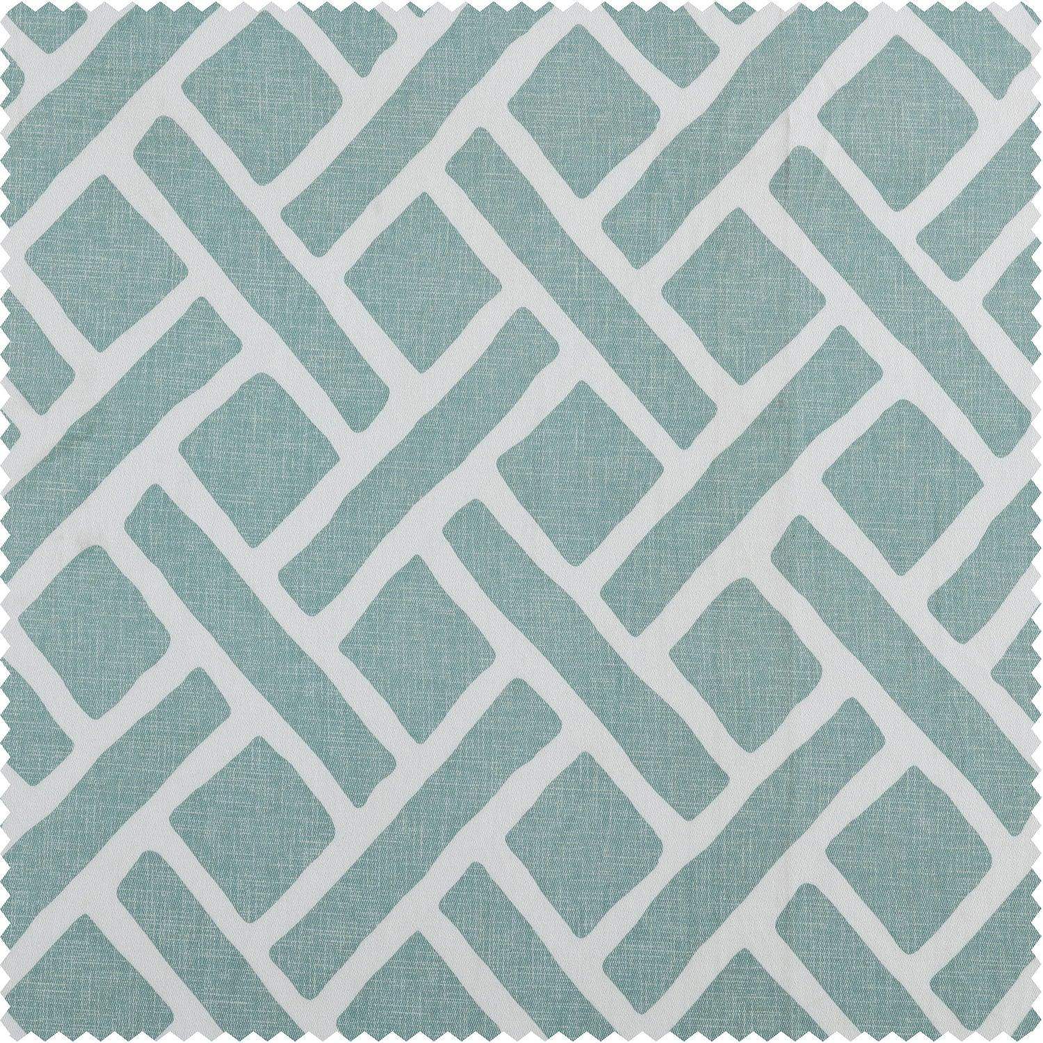 Martinique Aqua Geometric Printed Cotton Roman Shade - Image 3