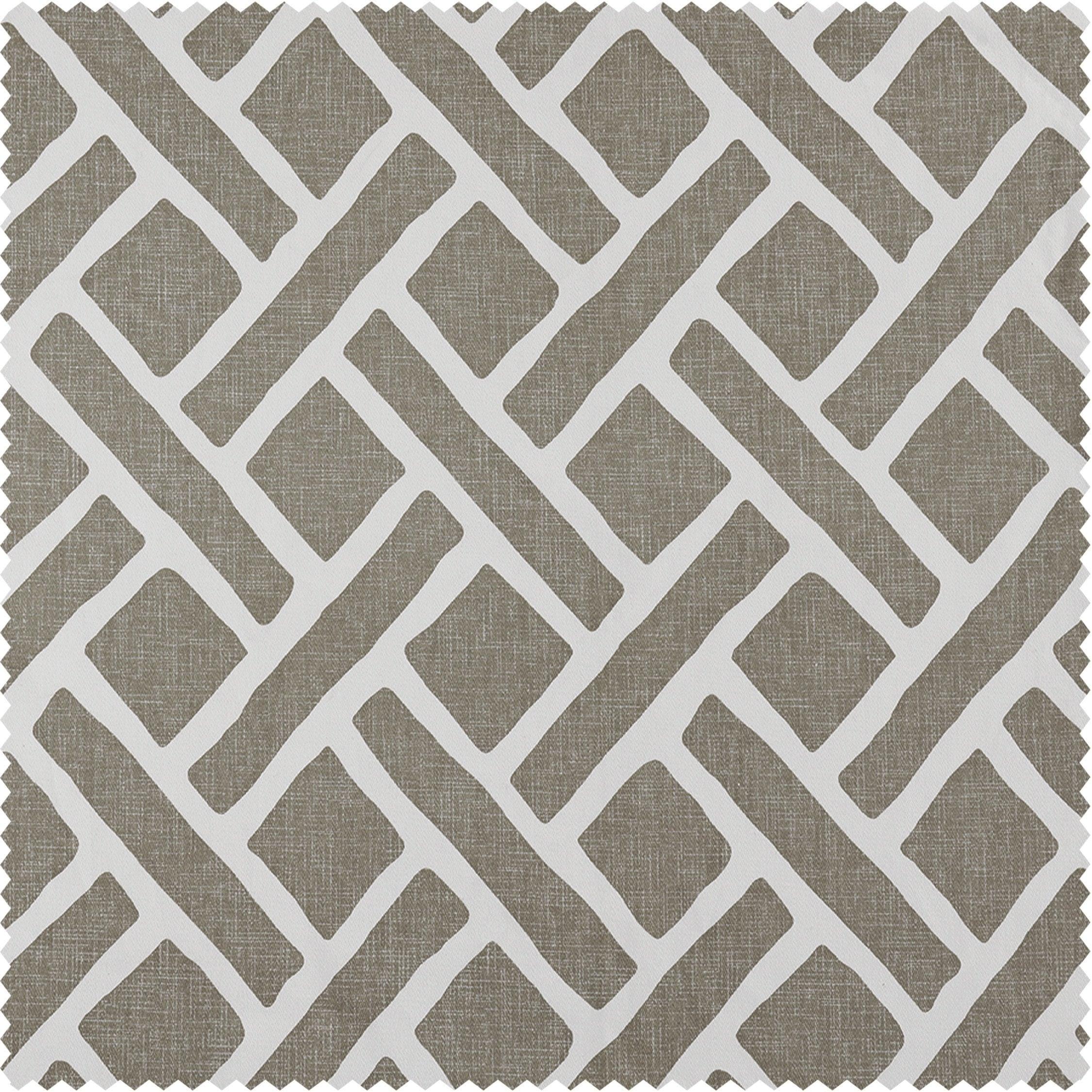Martinique Taupe Geometric Printed Cotton Custom Curtain - Image 2
