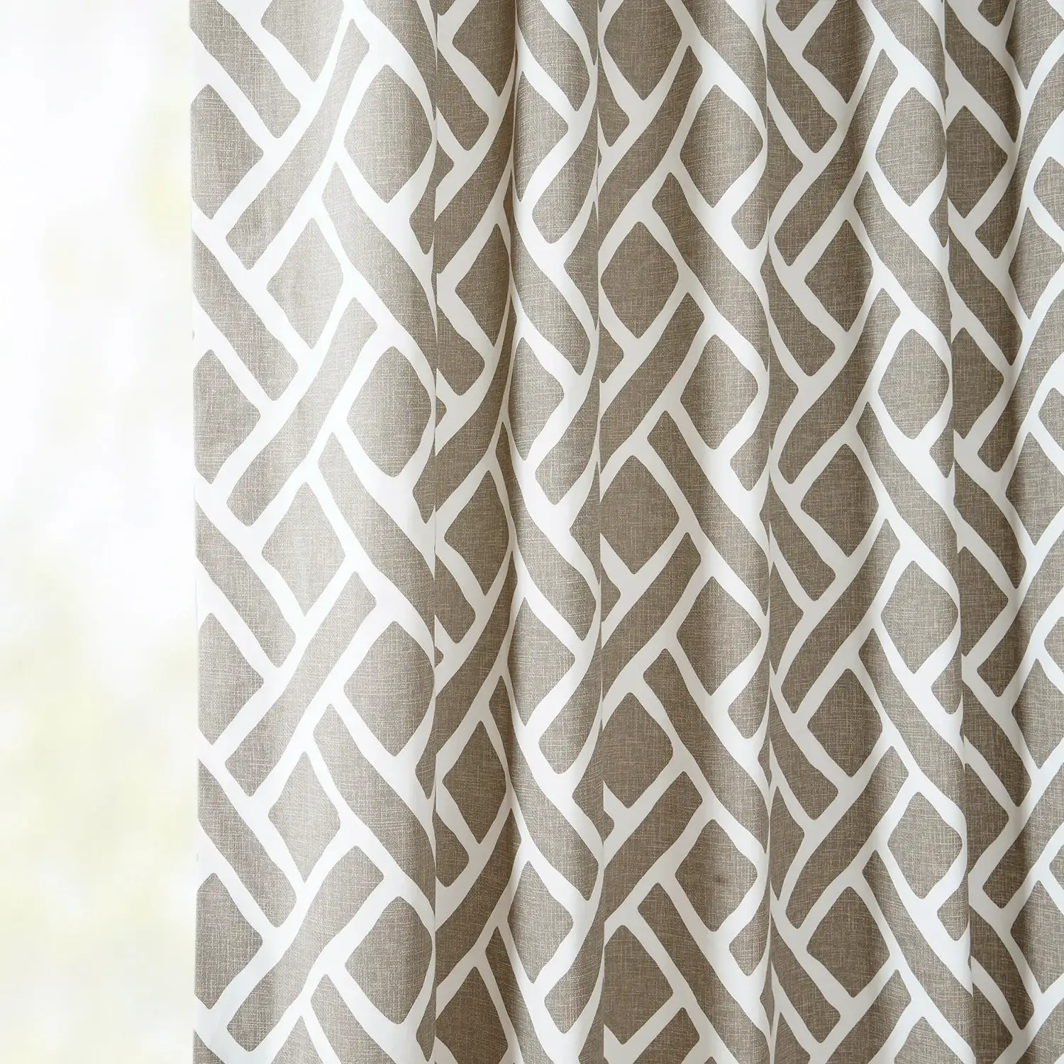 Martinique Taupe Geometric Printed Cotton Custom Curtain - Image 4
