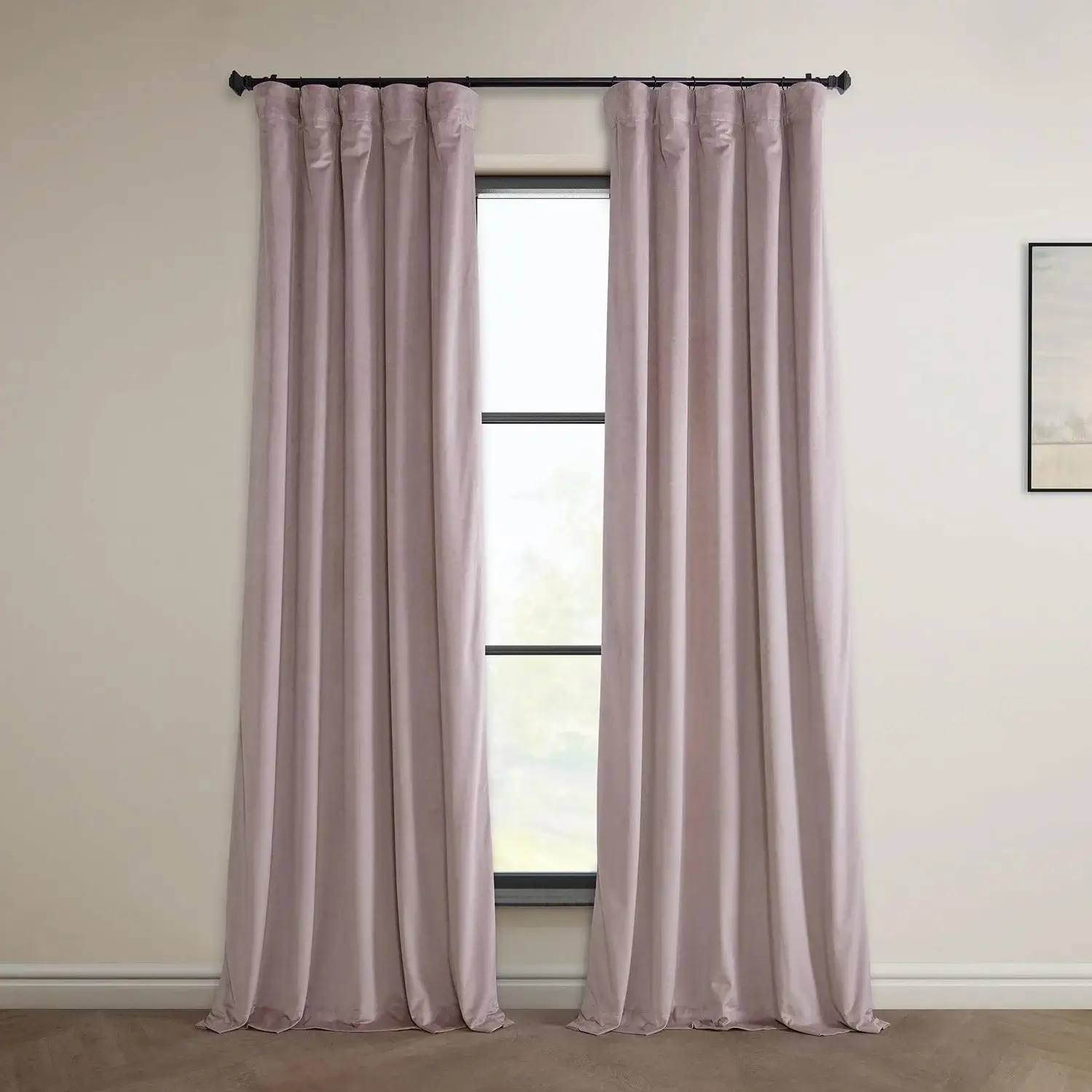 Mauve Heritage Plush Velvet Room Darkening Curtain