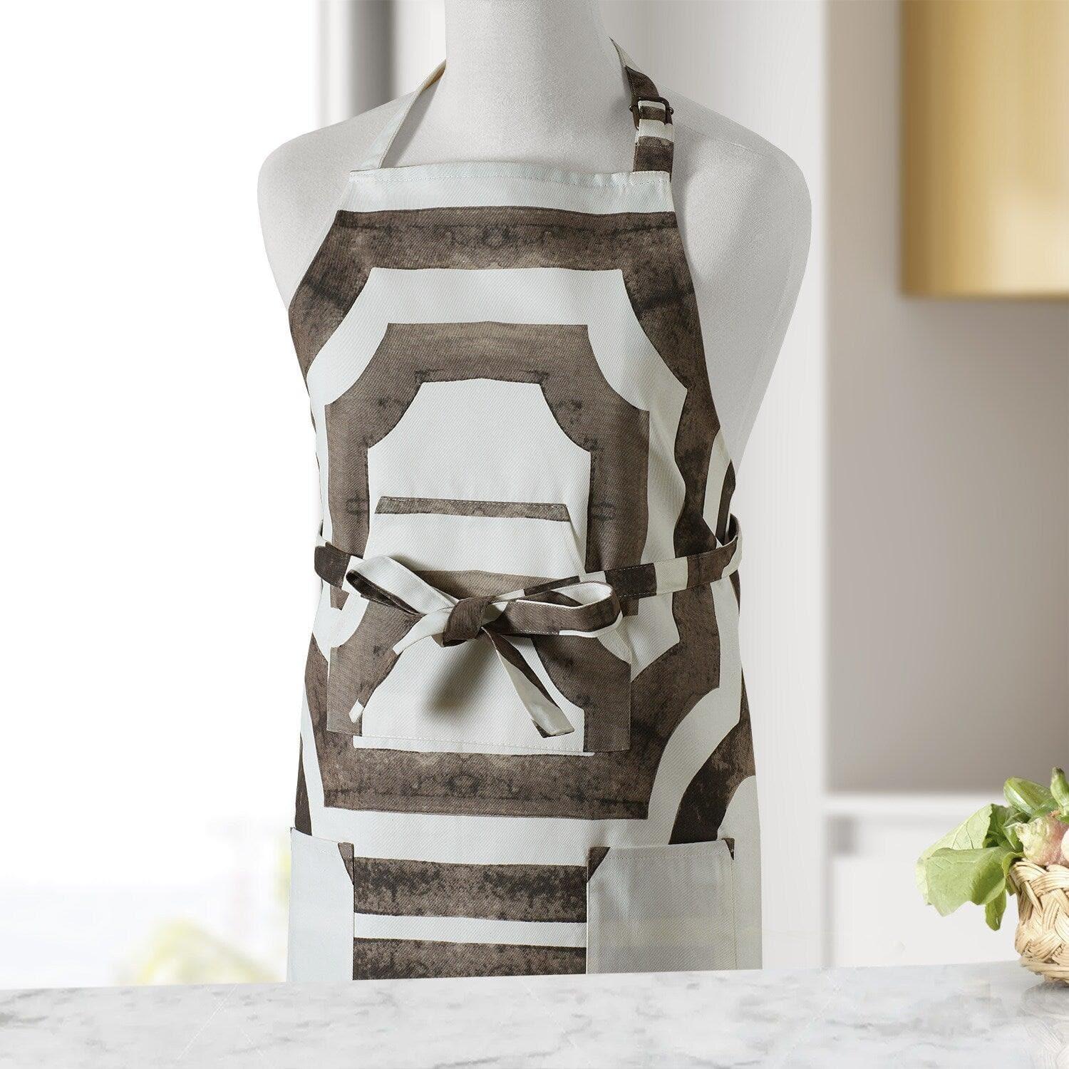 Mecca Brown Geometric Printed Cotton Apron - Image 2