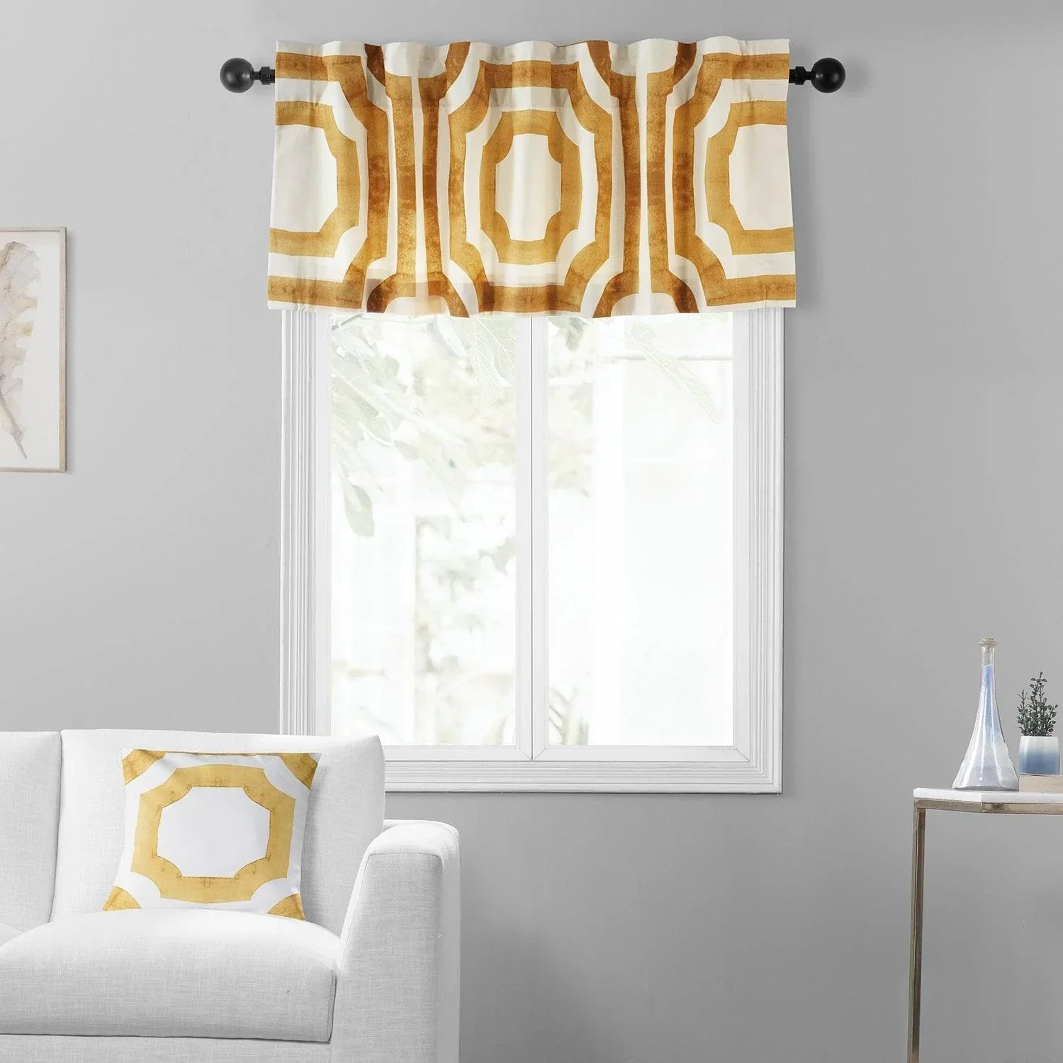 Mecca Gold Geometric Printed Cotton Window Valance - Image 4