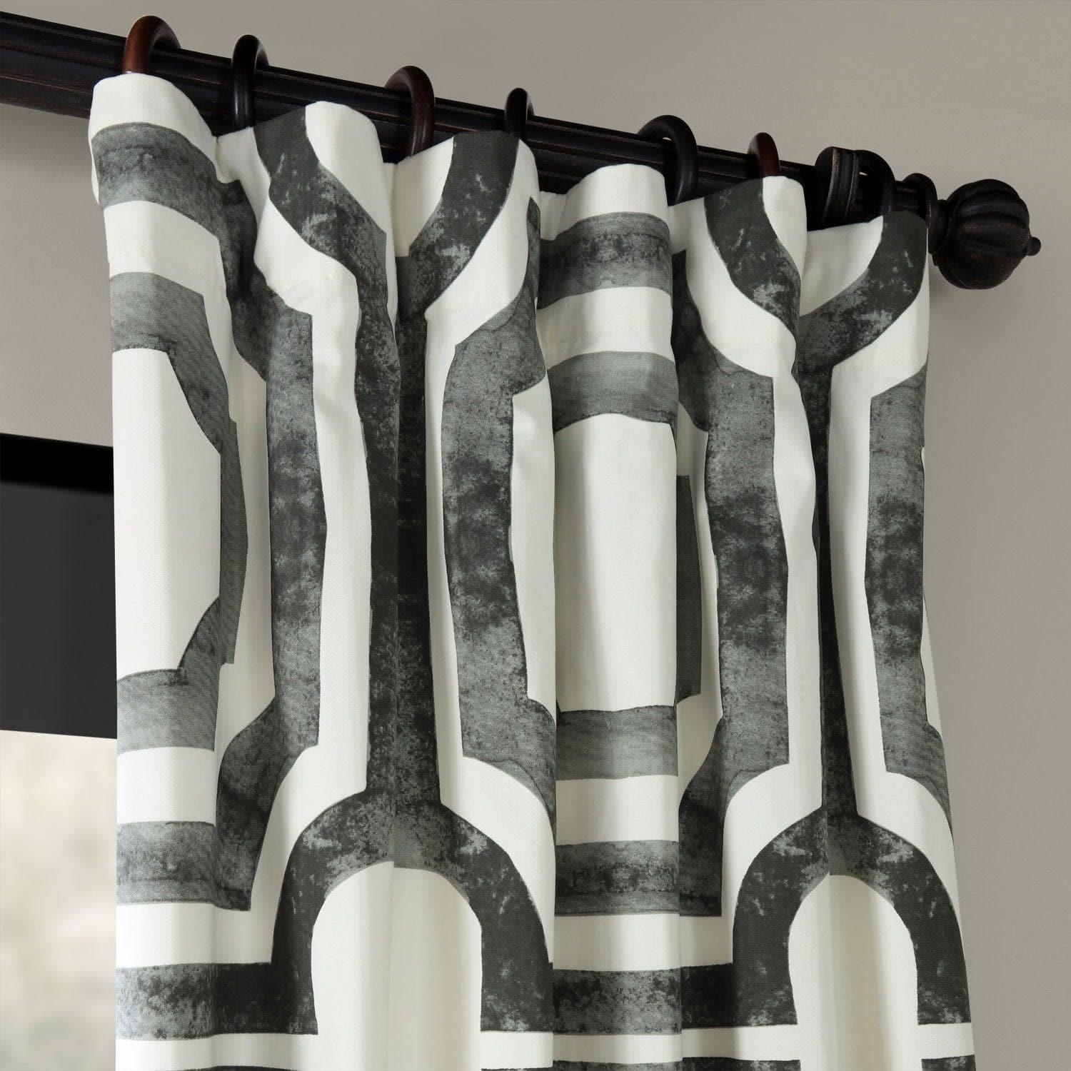 Mecca Steel Geometric Printed Cotton Room Darkening Curtain - Image 2