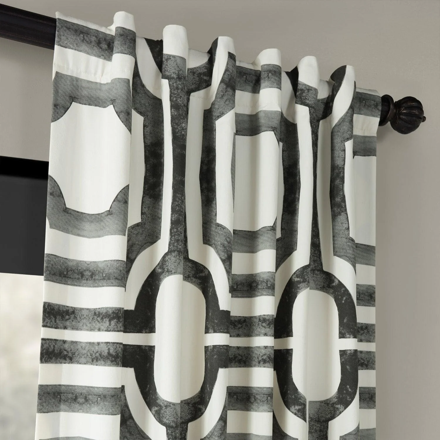 Mecca Steel Geometric Printed Cotton Room Darkening Curtain - Image 3