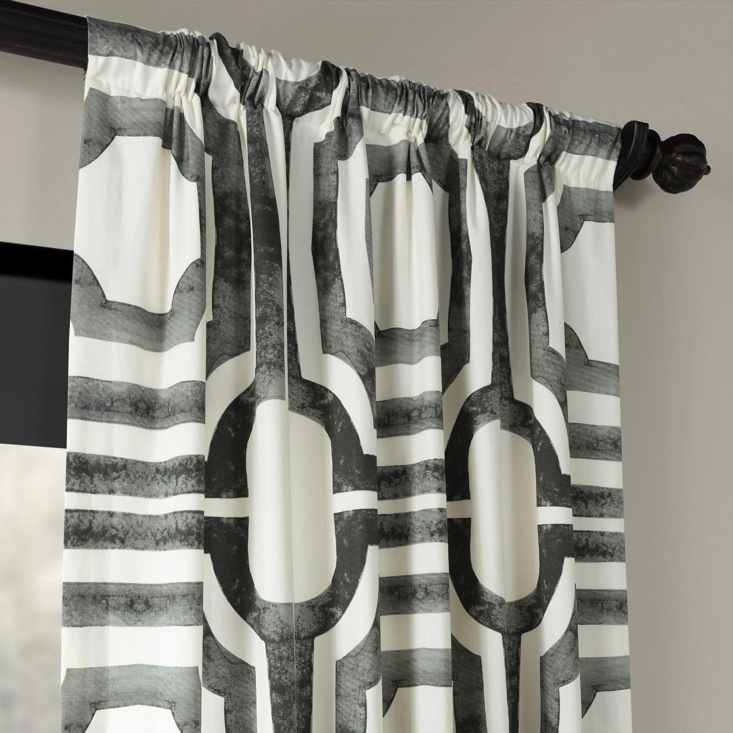 Mecca Steel Geometric Printed Cotton Room Darkening Curtain - Image 4