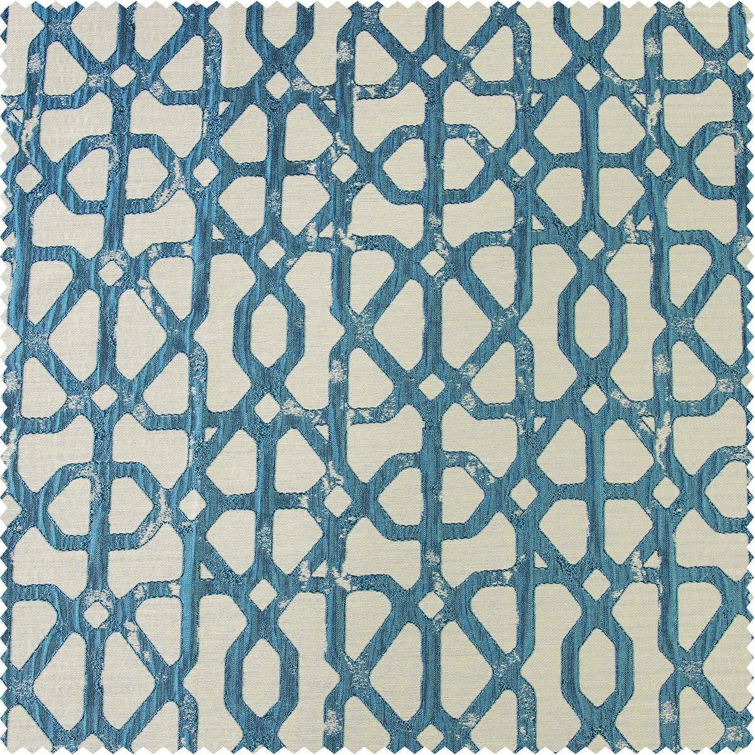 Metro Teal Blue Faux Silk Jacquard Fabric