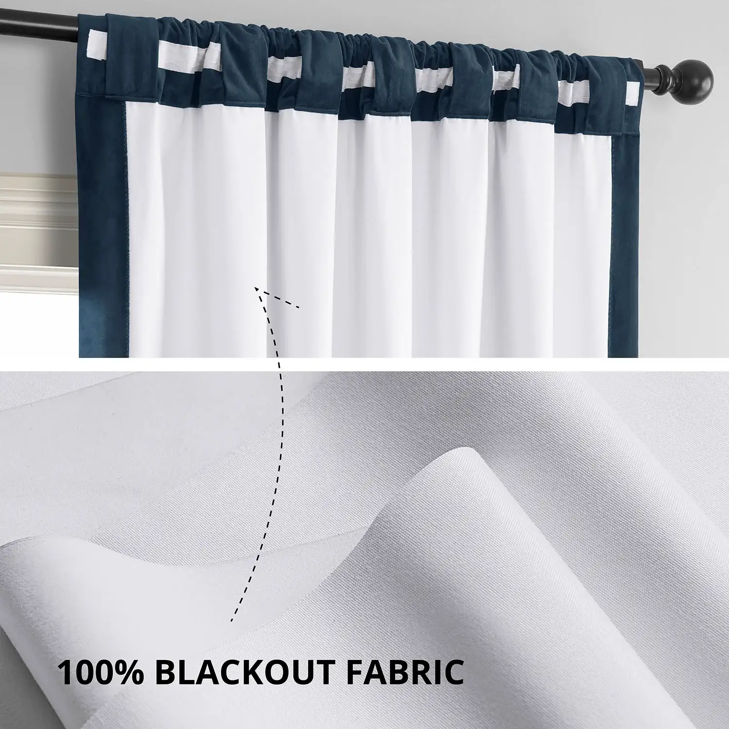 Midnight Blue Signature Velvet Blackout Curtain - Image 3