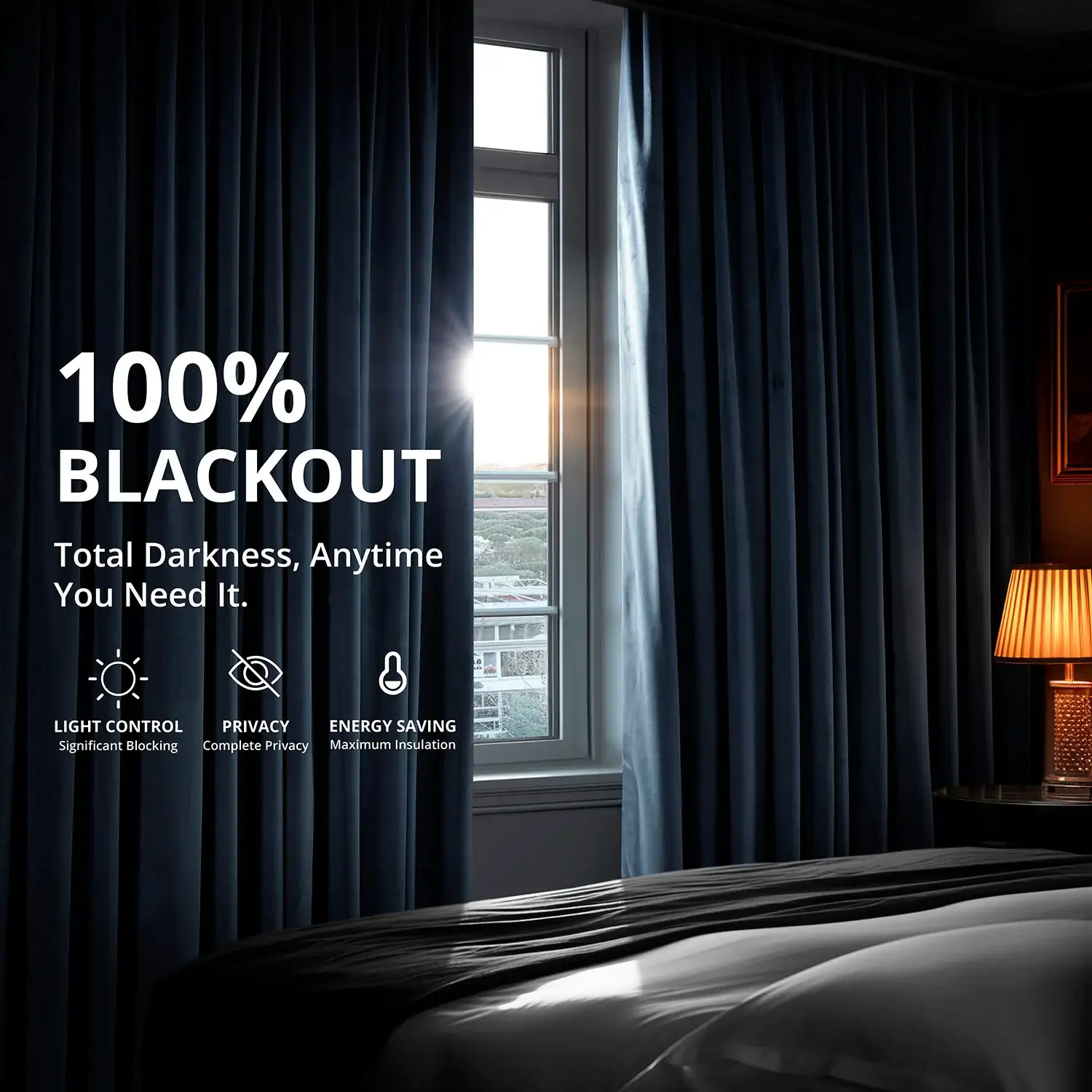 Midnight Blue Signature Velvet Blackout Curtain - Image 4