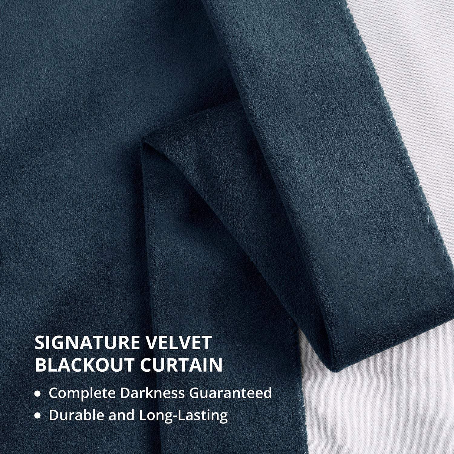 Midnight Blue Signature Velvet Blackout Curtain - Image 5