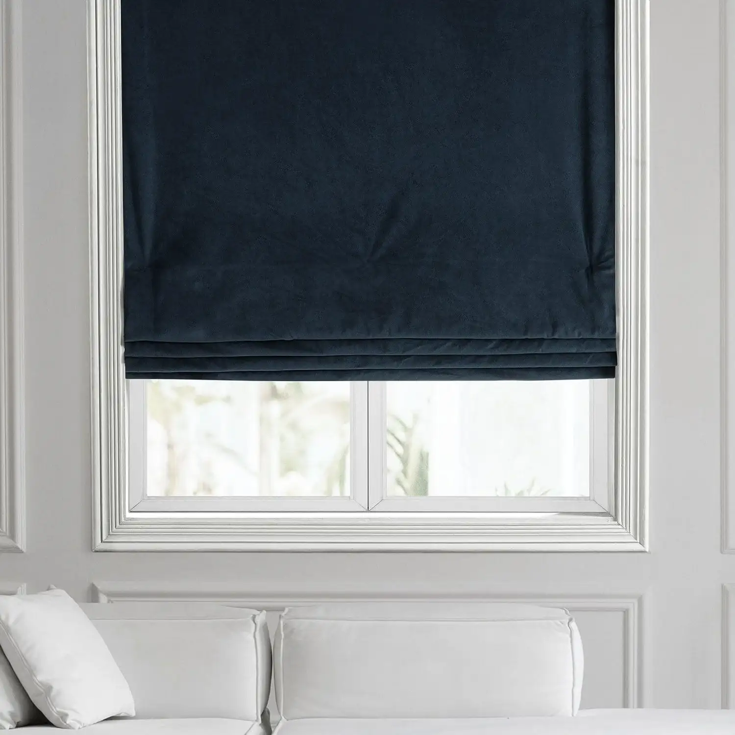 Midnight Blue Signature Velvet Roman Shade
