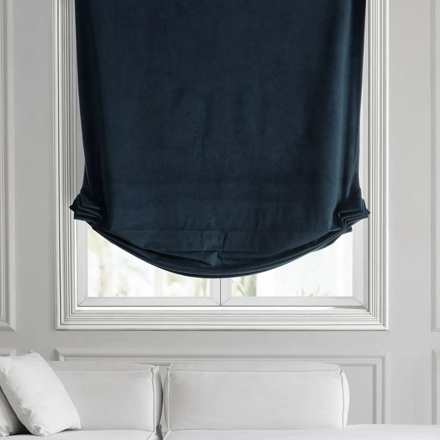 Midnight Blue Signature Velvet Roman Shade - Image 2