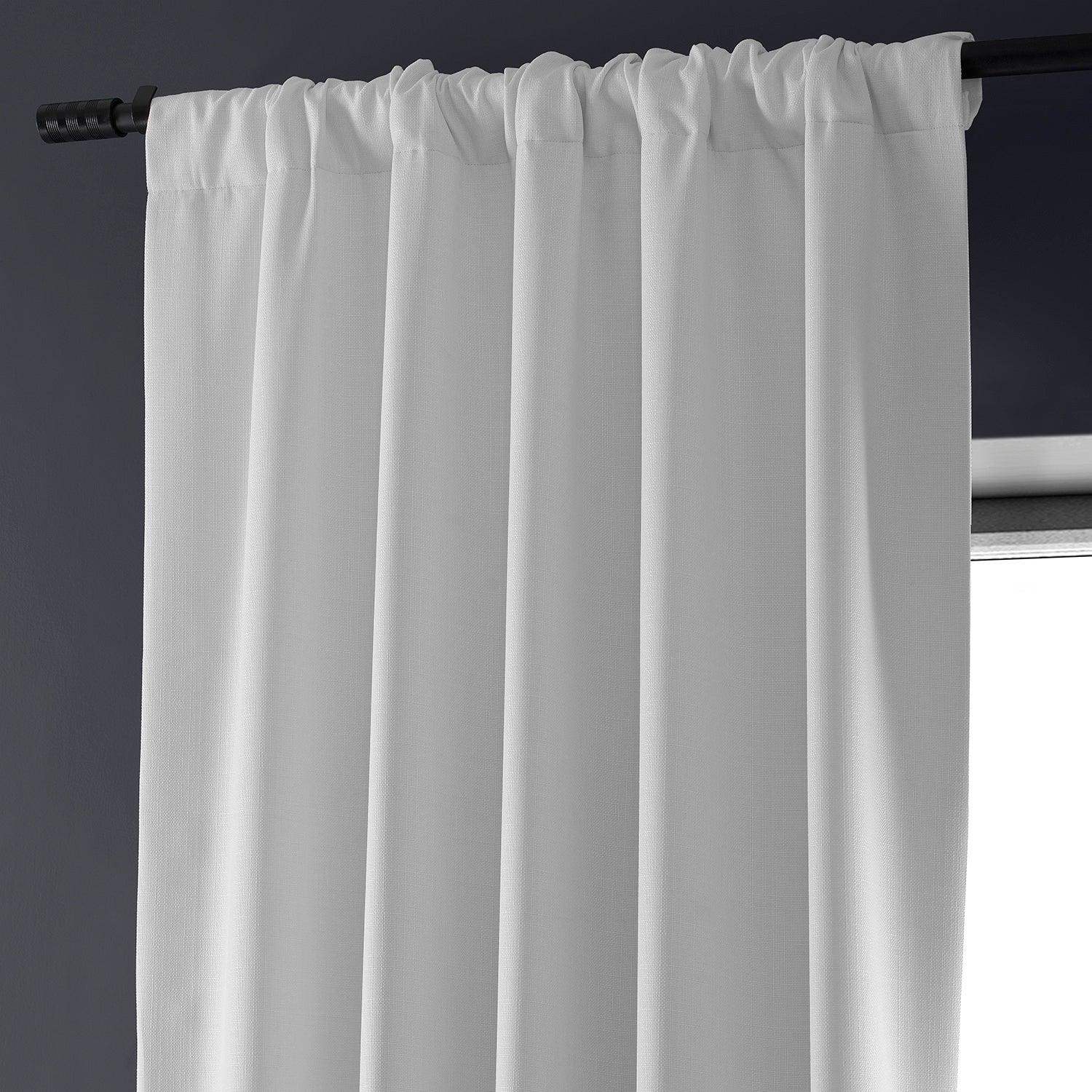 Mission White Faux Linen Hotel Blackout Curtain - Image 4