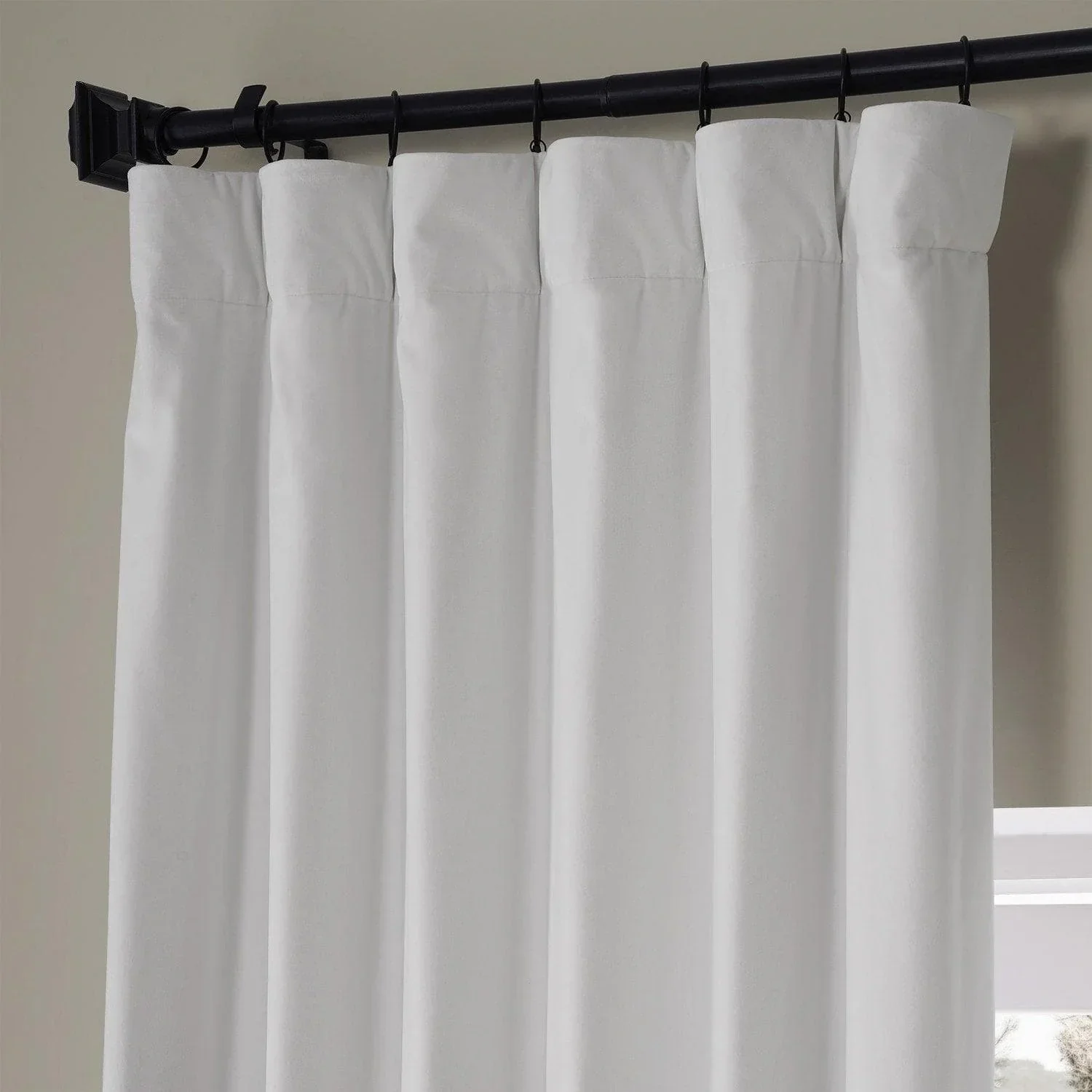 Misty White Signature Plush Velvet Hotel Blackout Curtain - Image 2