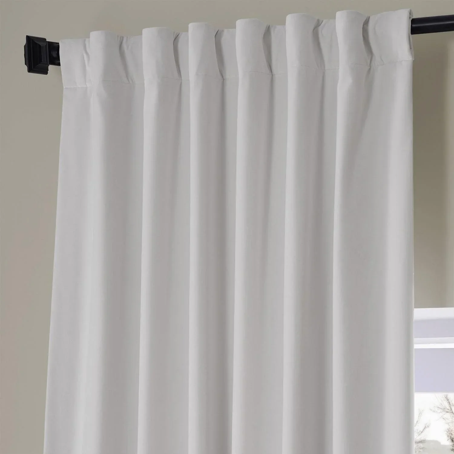 Misty White Signature Plush Velvet Hotel Blackout Curtain - Image 3