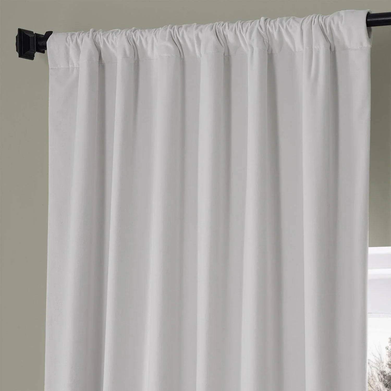 Misty White Signature Plush Velvet Hotel Blackout Curtain - Image 4