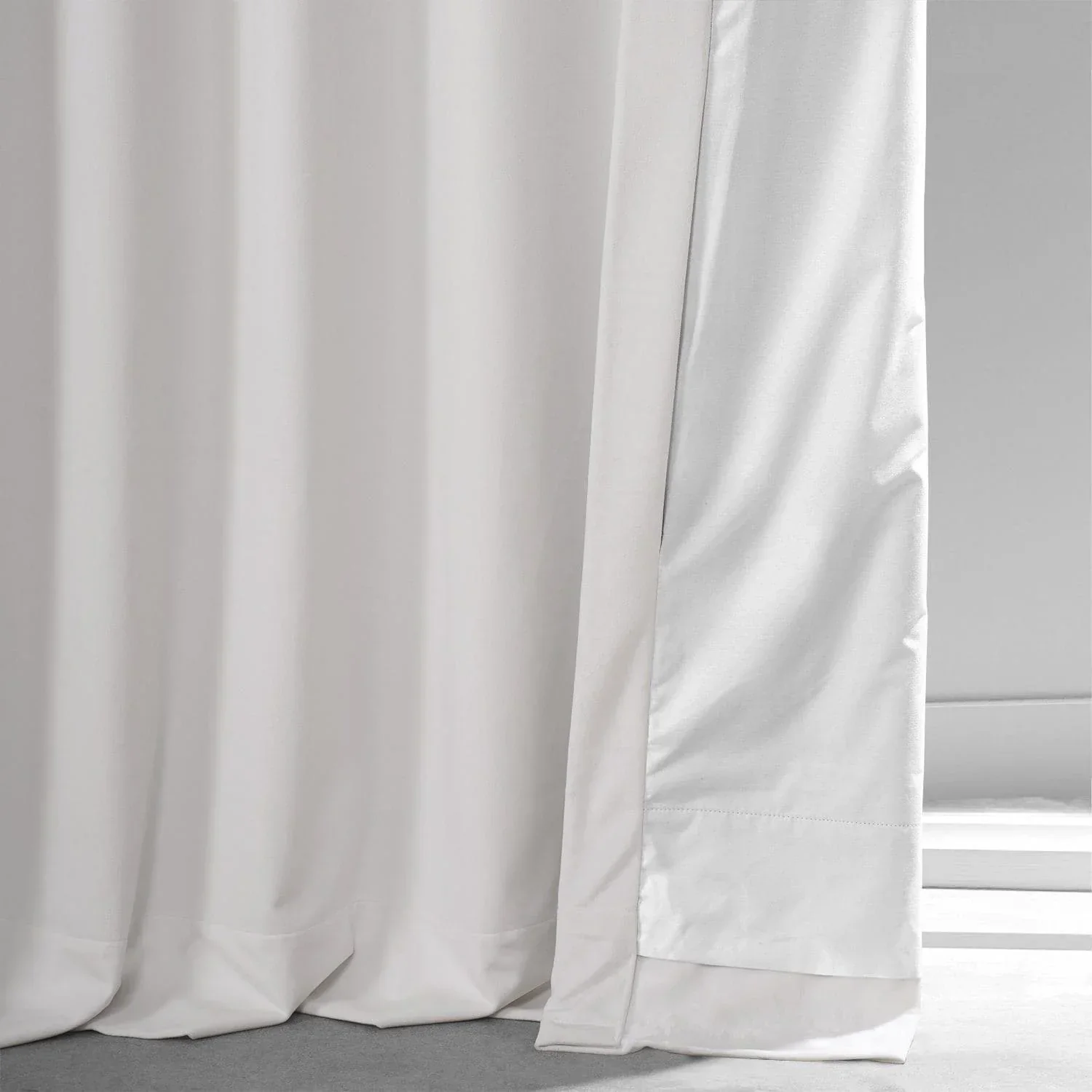 Misty White Signature Plush Velvet Hotel Blackout Curtain - Image 5
