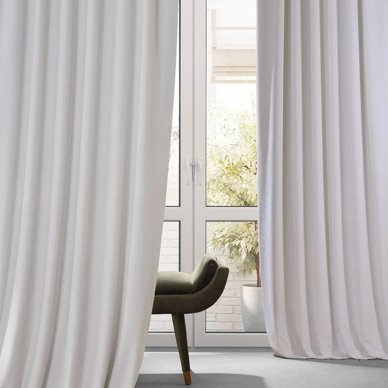 Misty White Signature Plush Velvet Hotel Blackout Curtain - Image 6