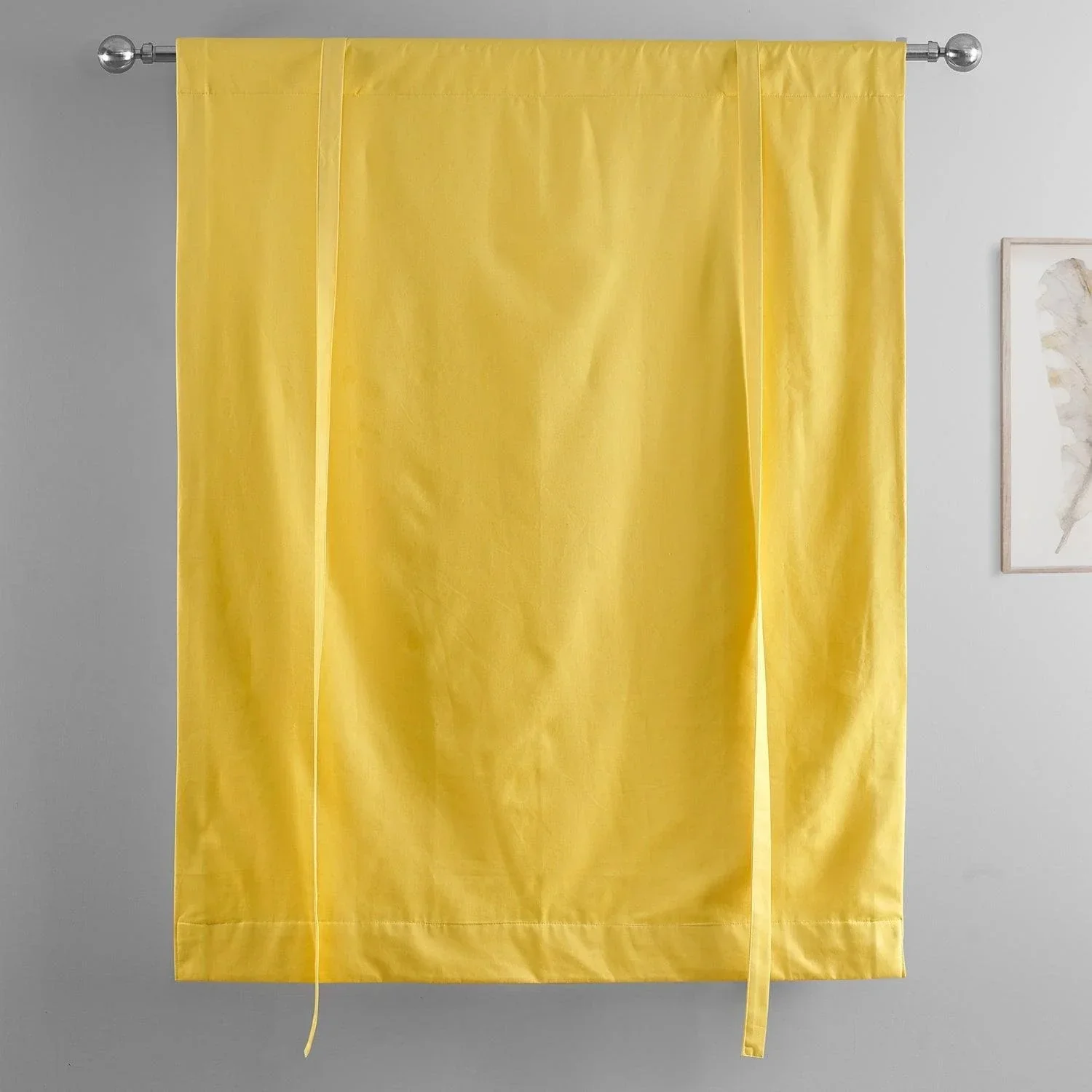 Mustard Yellow Solid Cotton Room Darkening Tie-Up Window Shade - Image 4