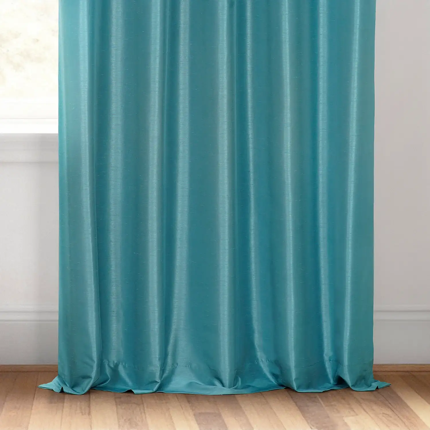 Nassau Blue Vintage Textured Faux Dupioni Silk Custom Curtain - Image 3