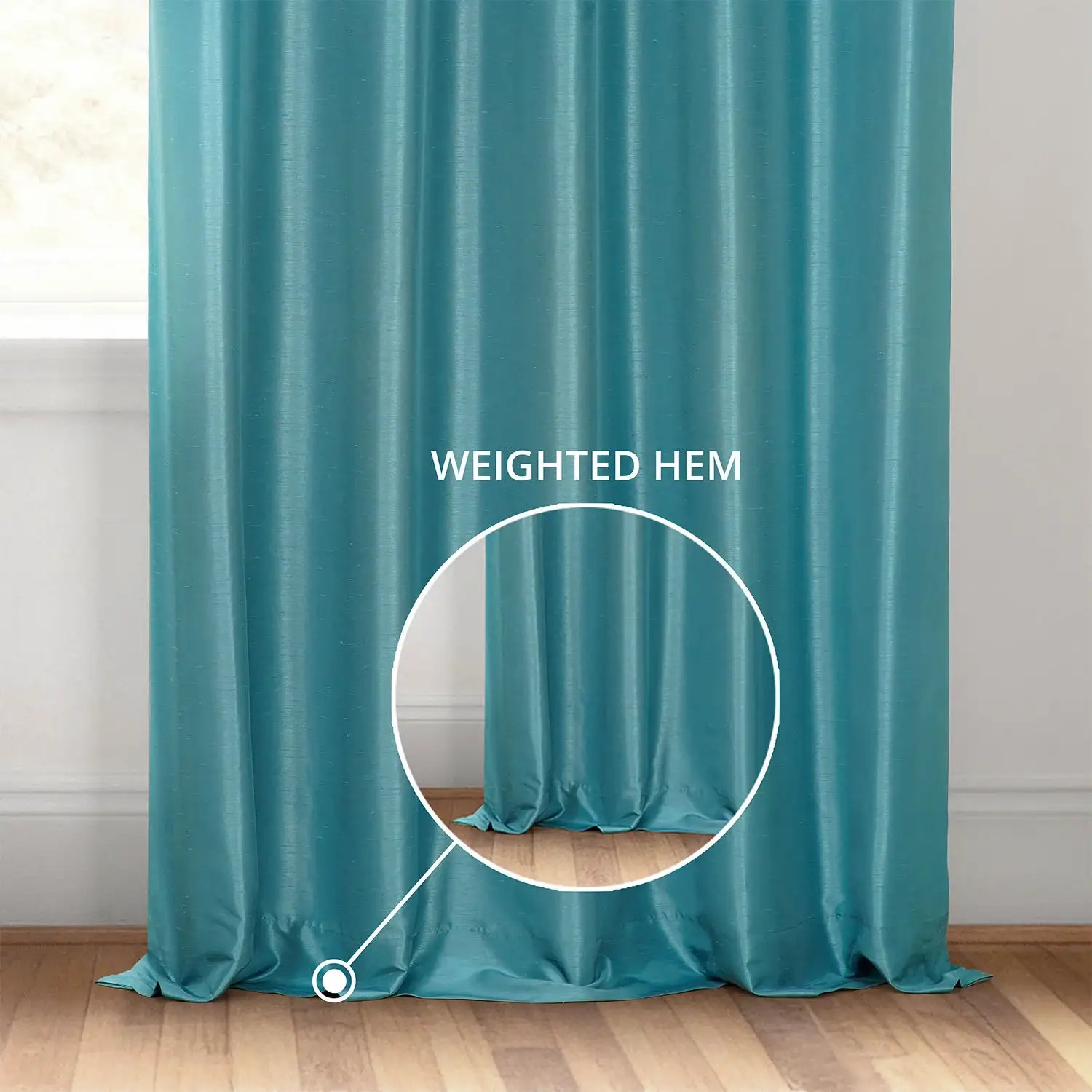 Nassau Blue Vintage Textured Faux Dupioni Silk Custom Curtain - Image 4