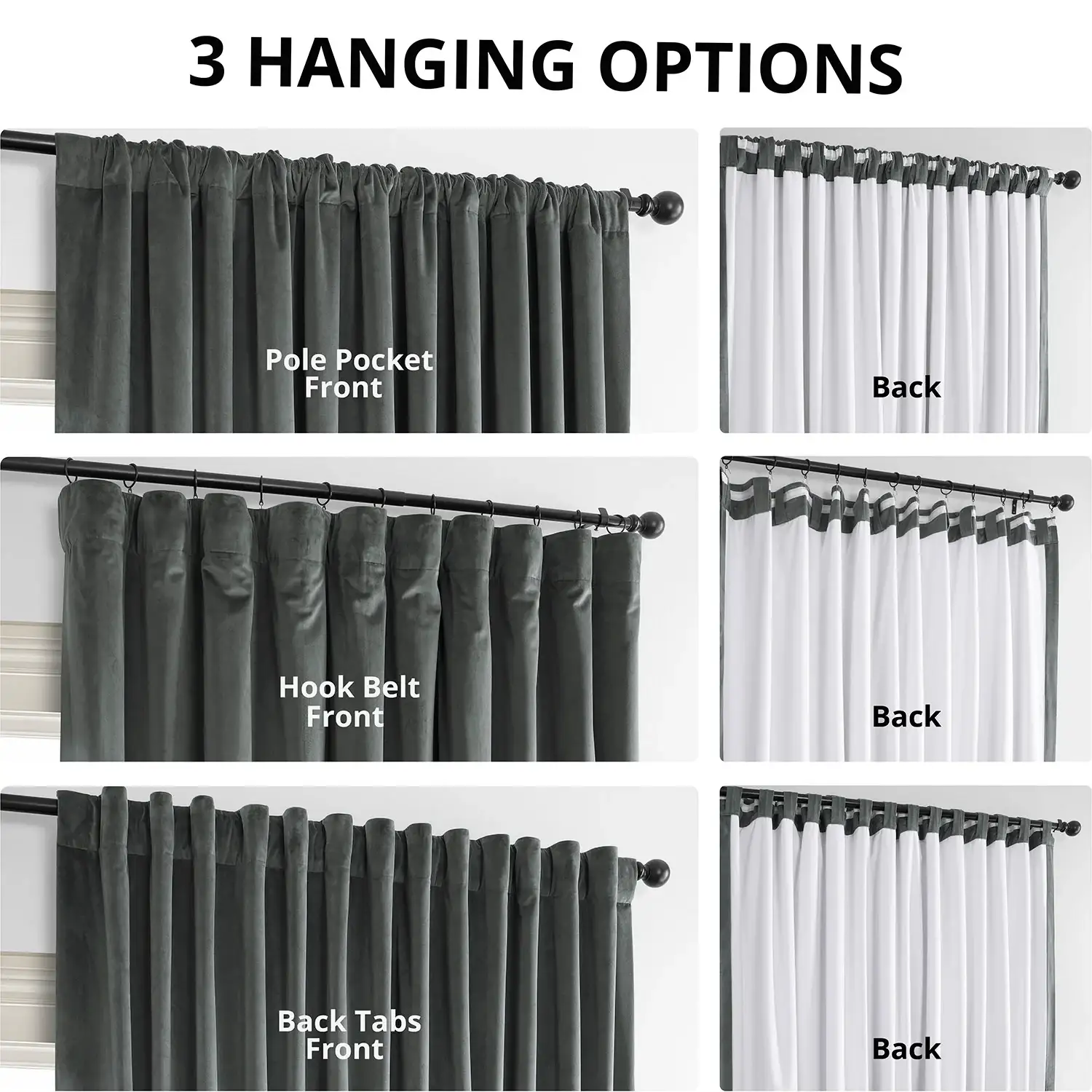 Natural Grey Signature Extra Wide Velvet Blackout Curtain - Image 2