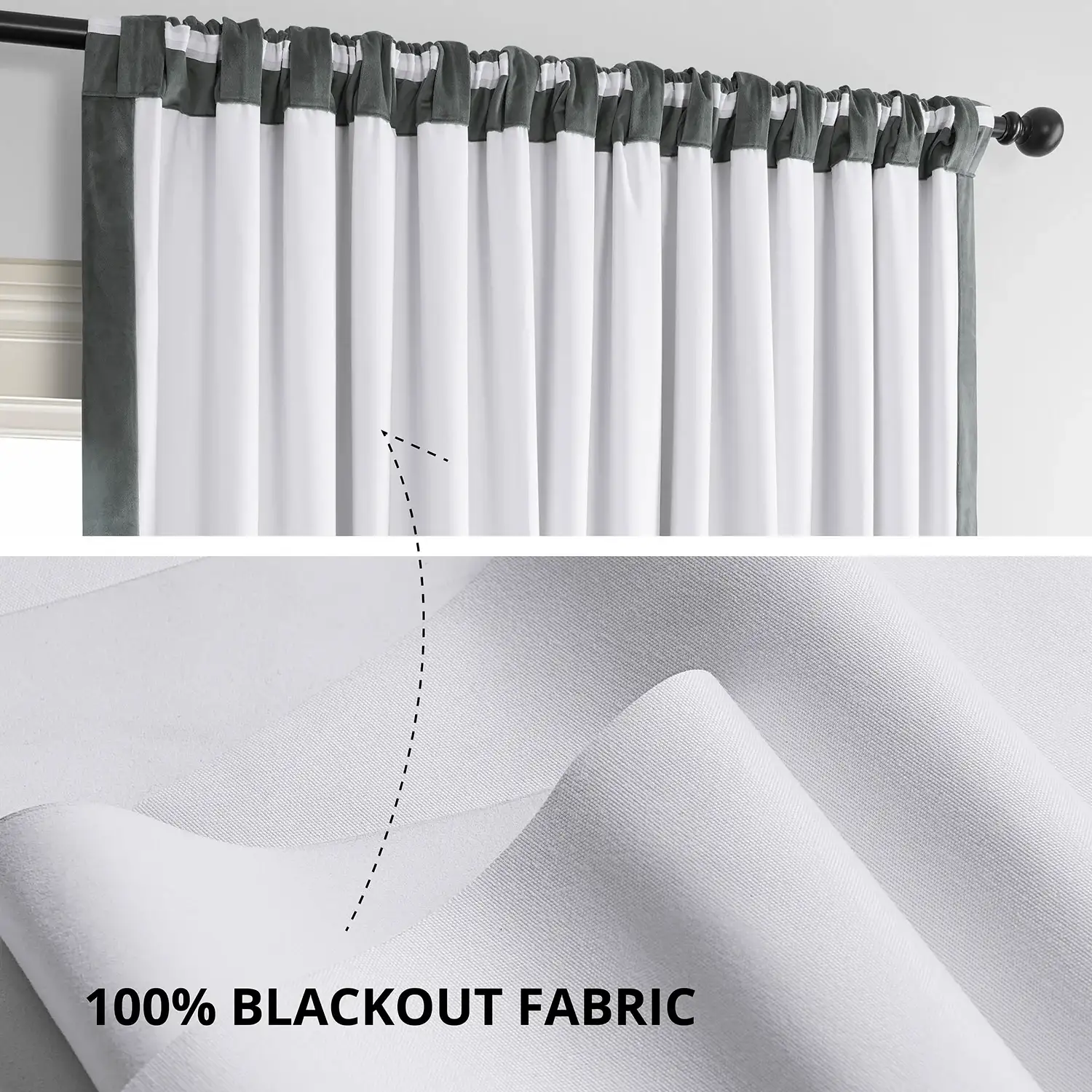 Natural Grey Signature Extra Wide Velvet Blackout Curtain - Image 3