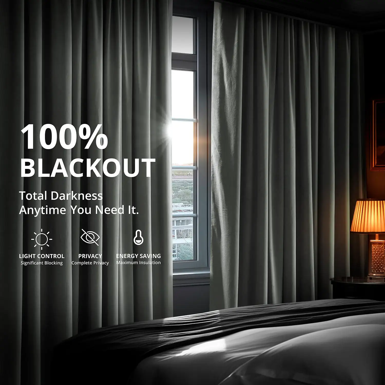 Natural Grey Signature Extra Wide Velvet Blackout Curtain - Image 4