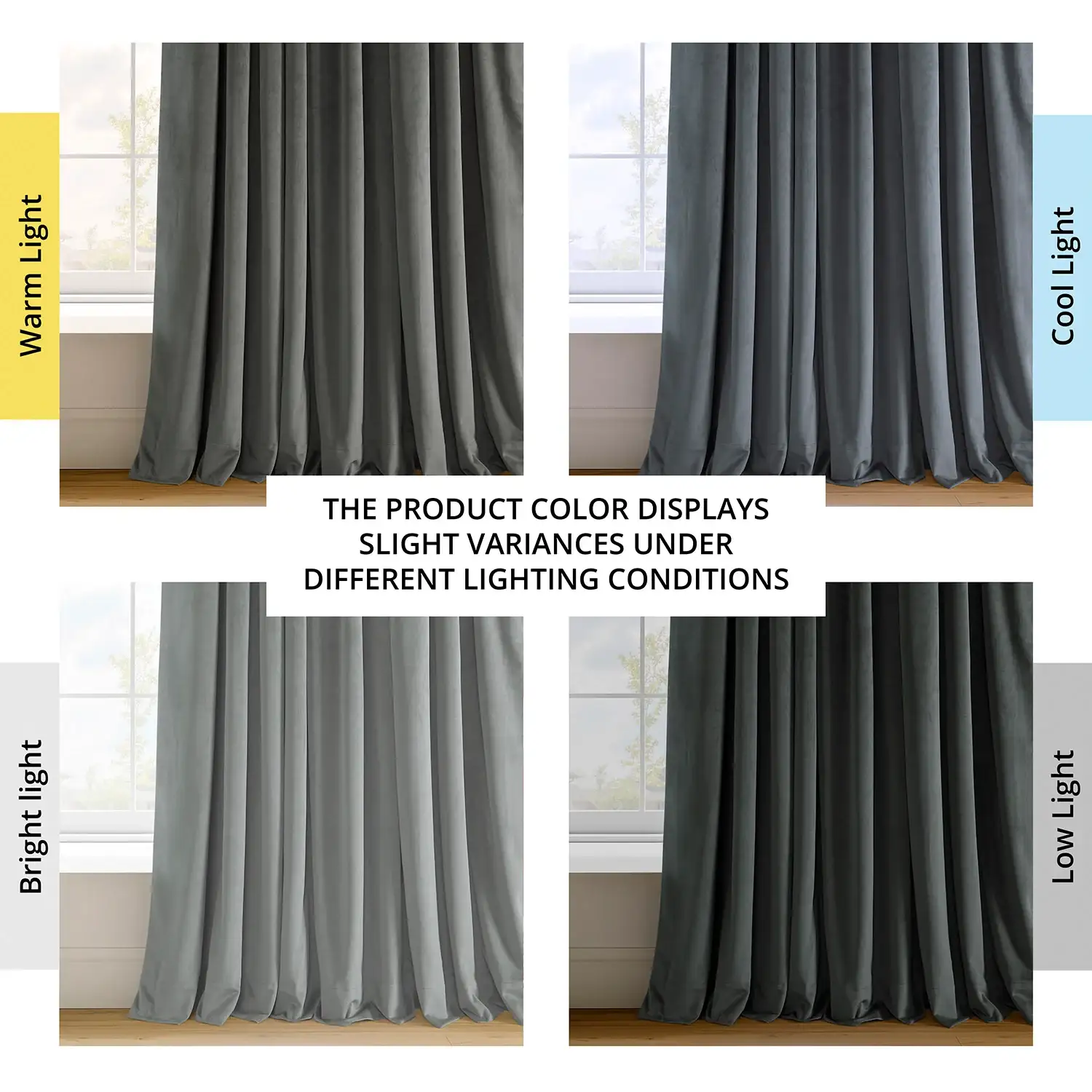 Natural Grey Signature Extra Wide Velvet Blackout Curtain - Image 7