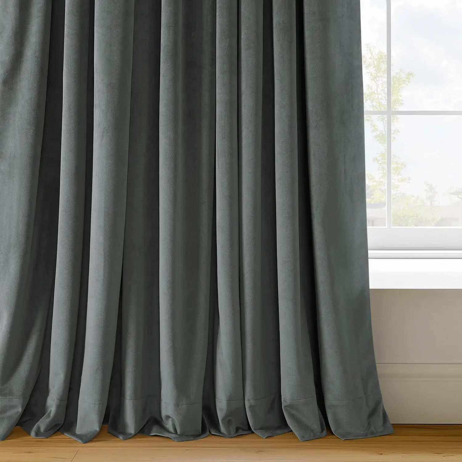 Natural Grey Signature Velvet Custom Curtain - Image 3