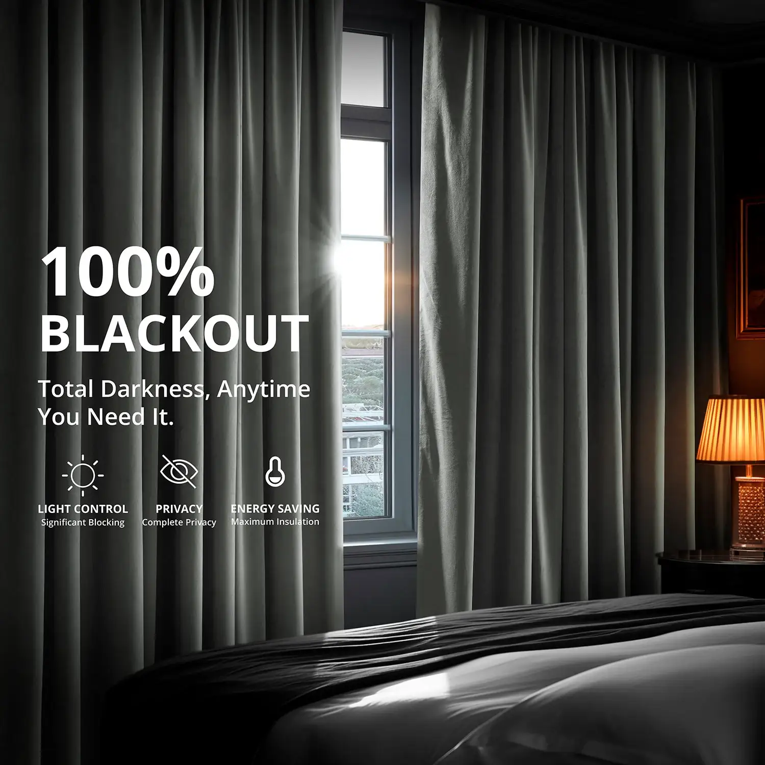 Neutral Grey French Pleat Signature Velvet Blackout Curtain - Image 4