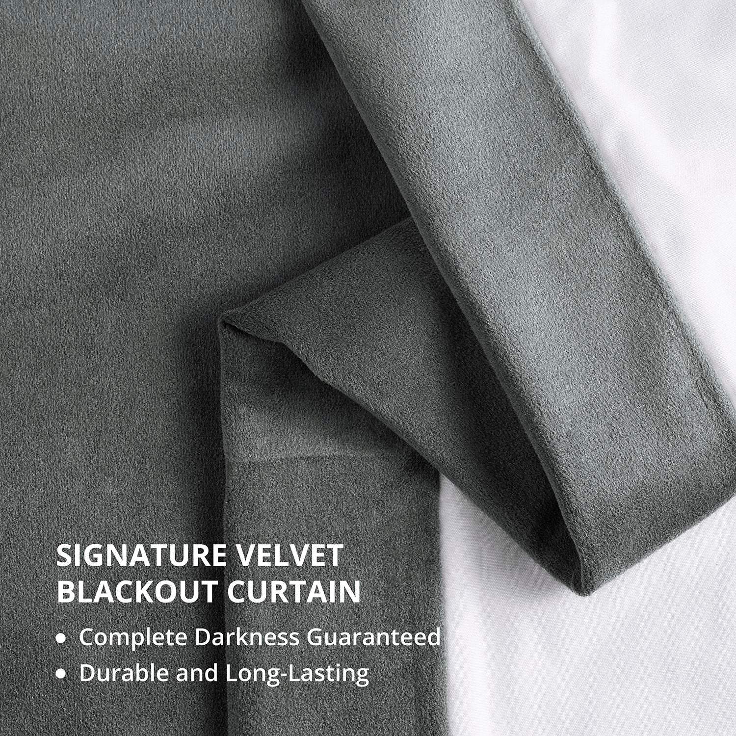 Neutral Grey French Pleat Signature Velvet Blackout Curtain - Image 5