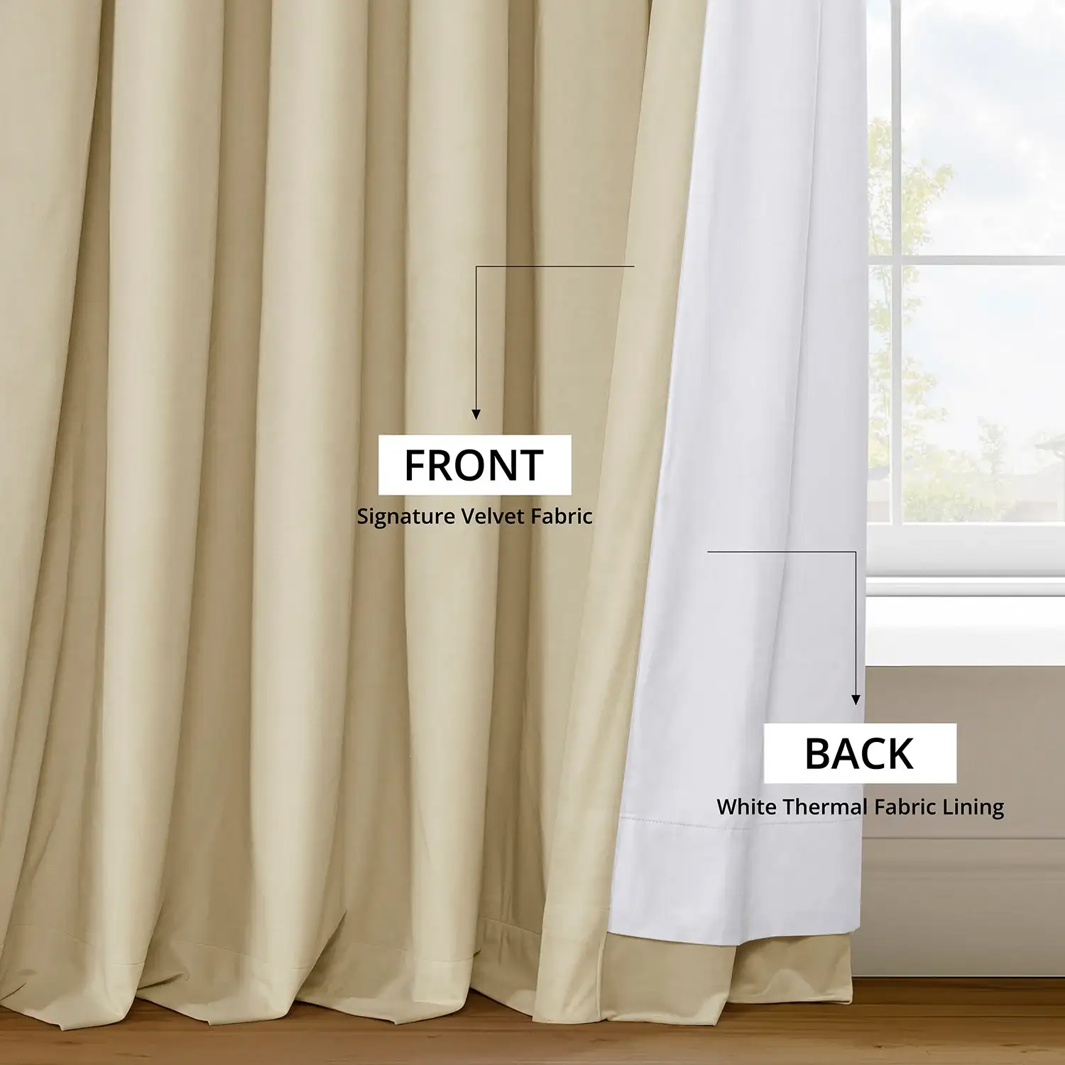 Neutral Ground Signature Extra Wide Velvet Blackout Curtain - Image 6