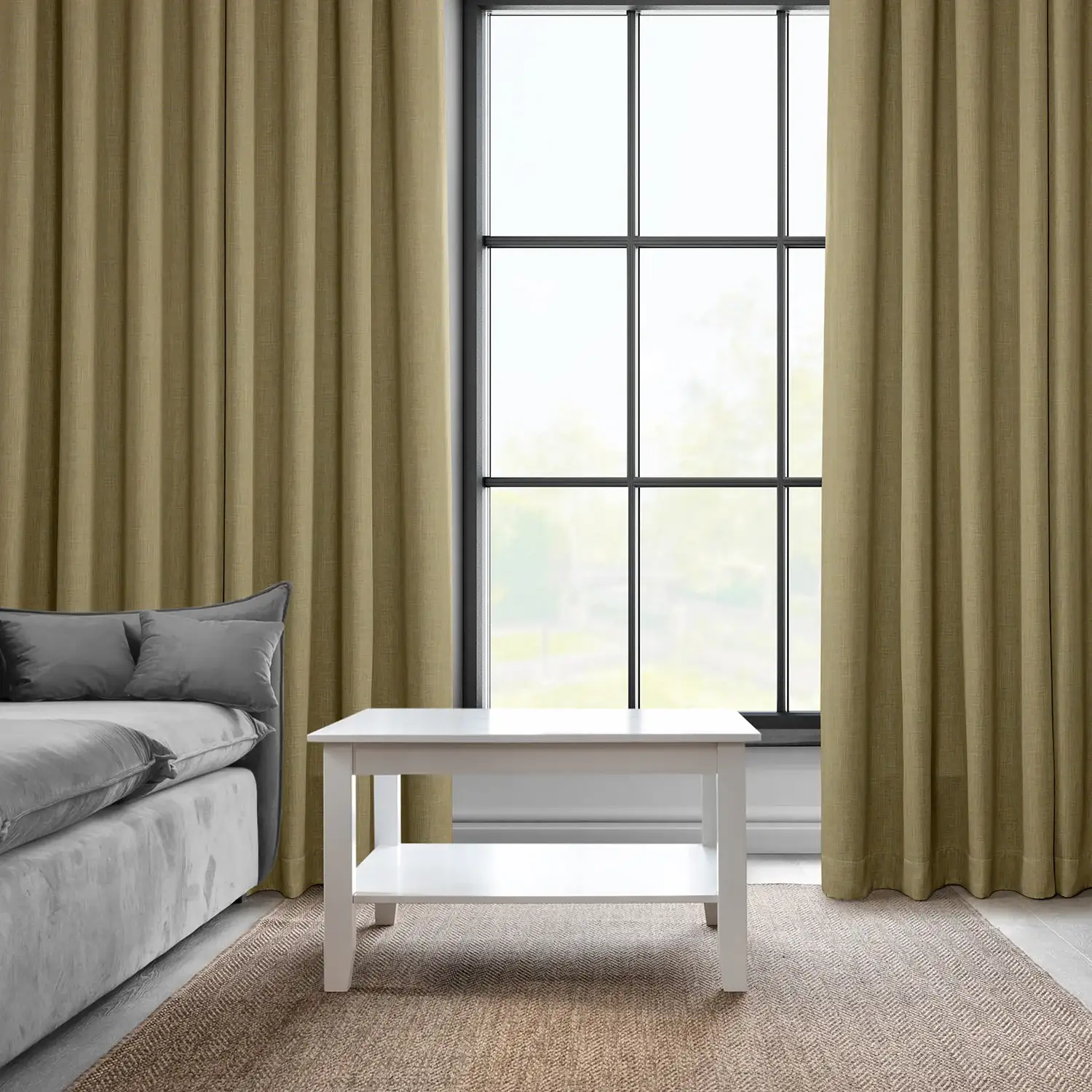 Nomad Tan Textured Faux Linen Custom Curtain