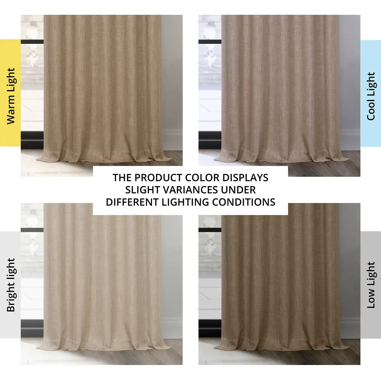 Nomad Tan Textured Faux Linen Room Darkening Curtain - Image 7
