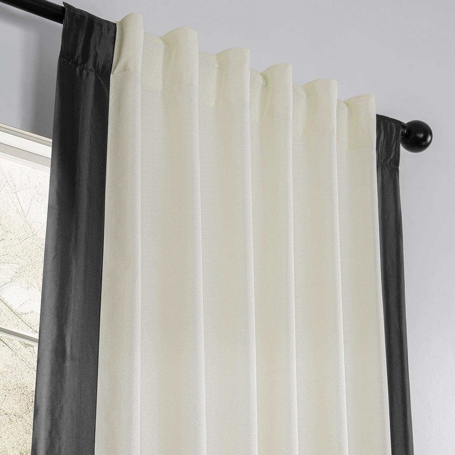 Off-White & Graphite Bordered Fresh Pop Dobby Linen Semi-Sheer Curtain - Image 3