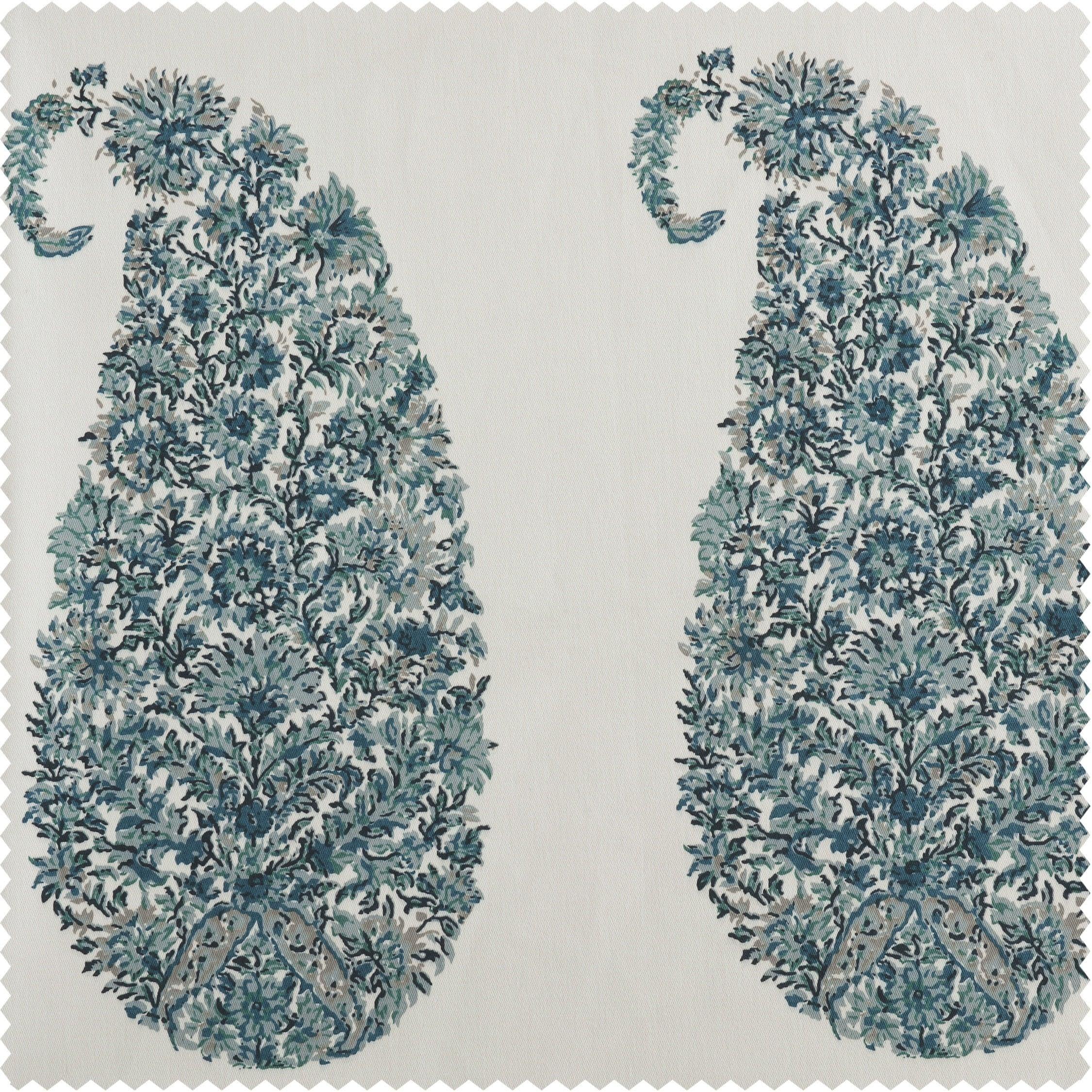 Paisley Park Blue Paisley Printed Cotton Custom Curtain - Image 2