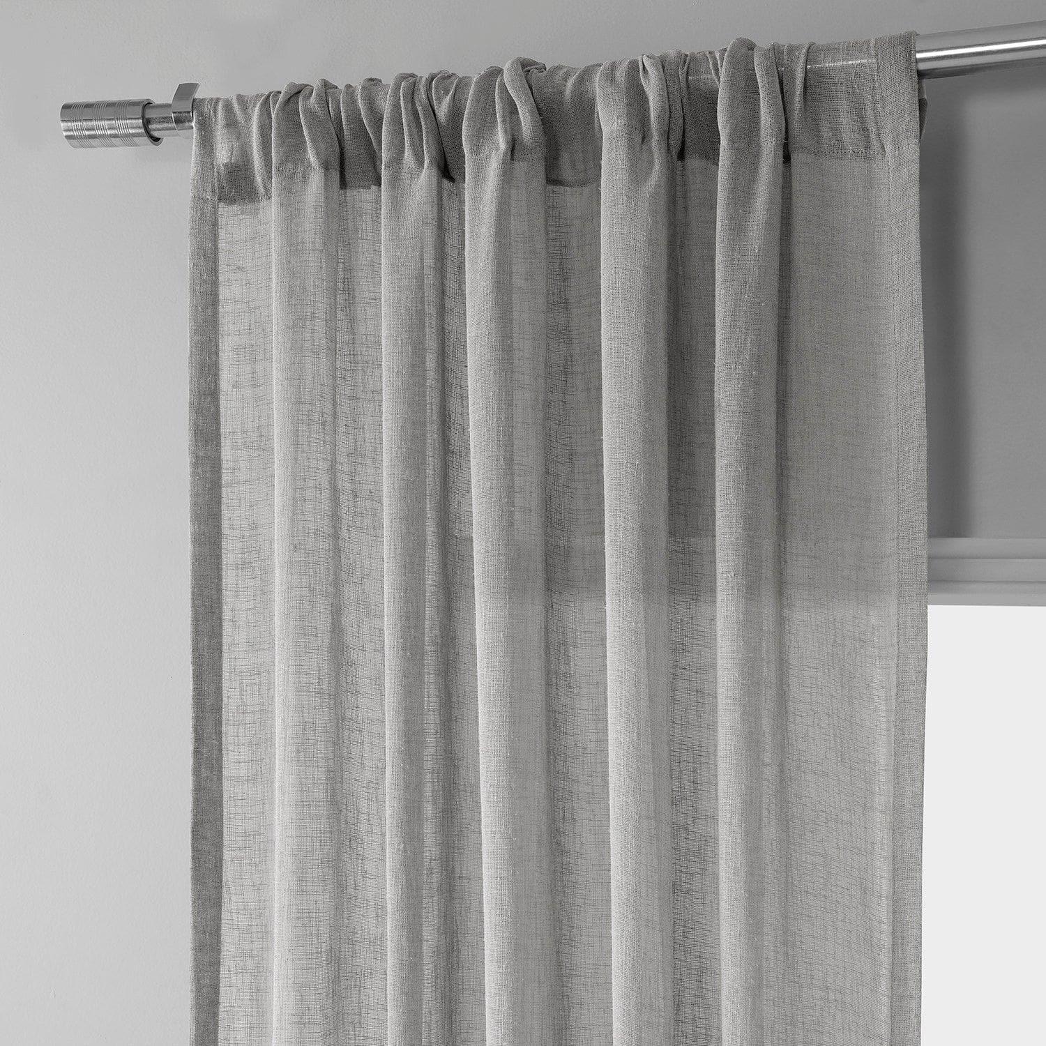Paris Greige Textured Faux Linen Sheer Curtain - Image 3