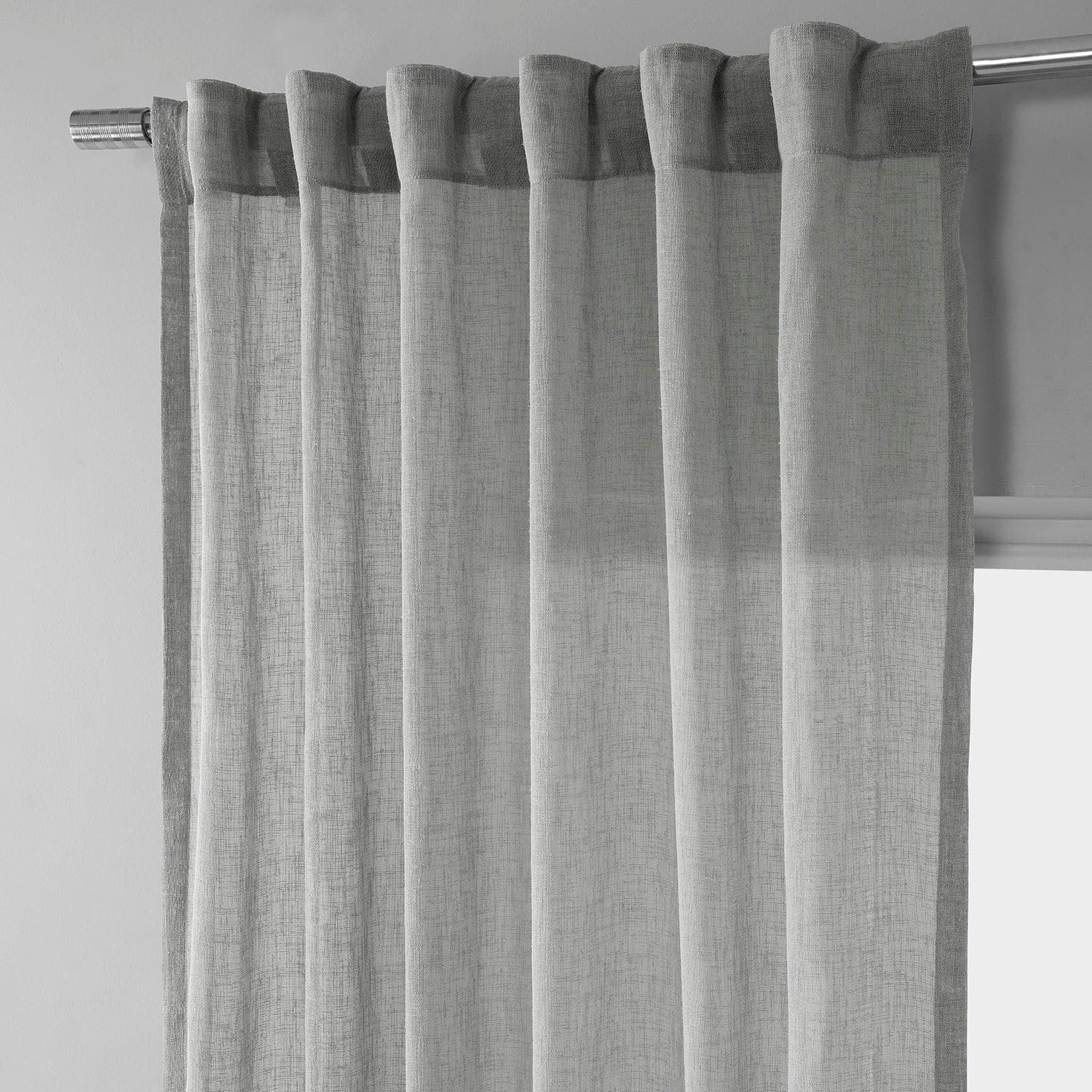 Paris Greige Textured Faux Linen Sheer Curtain - Image 4