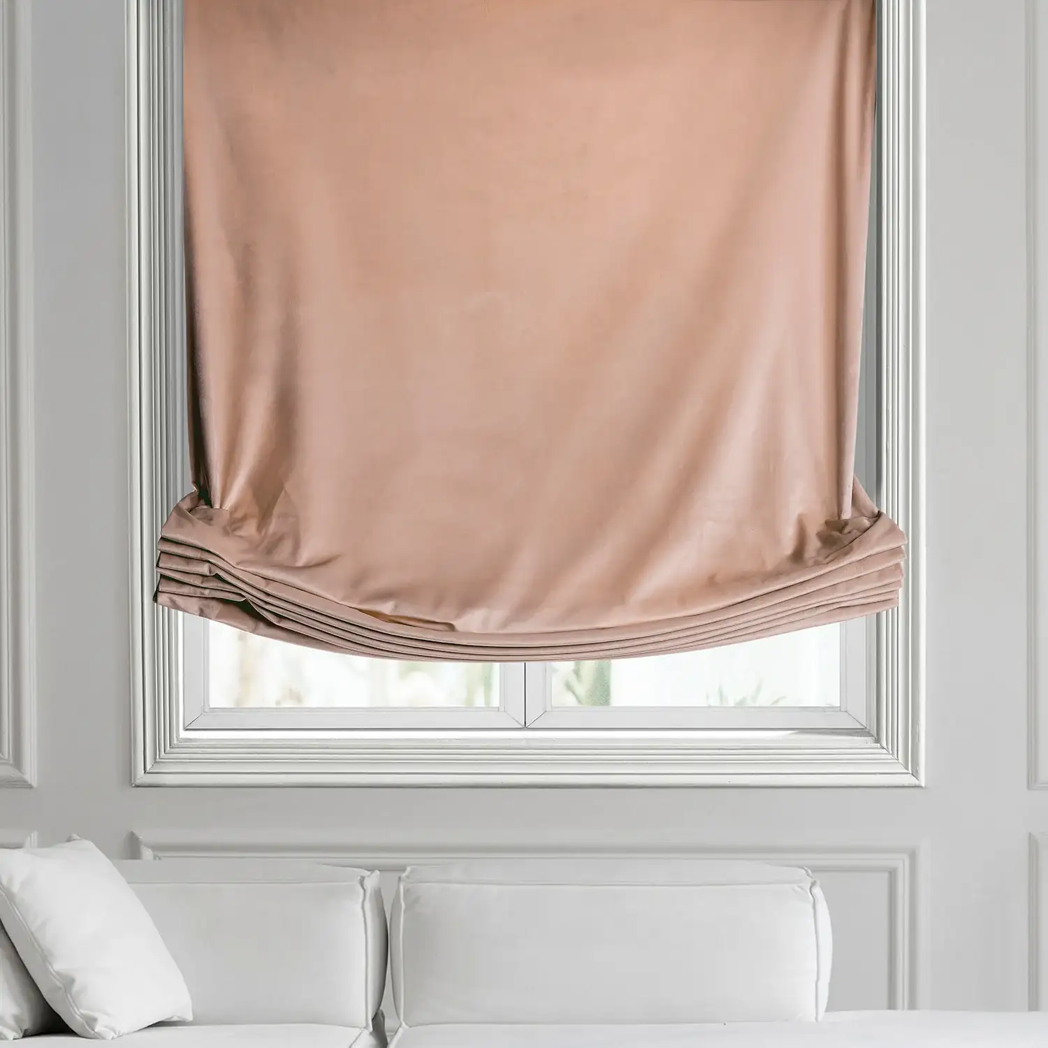 Peach Blossom Heritage Plush Velvet Roman Shade - Image 2