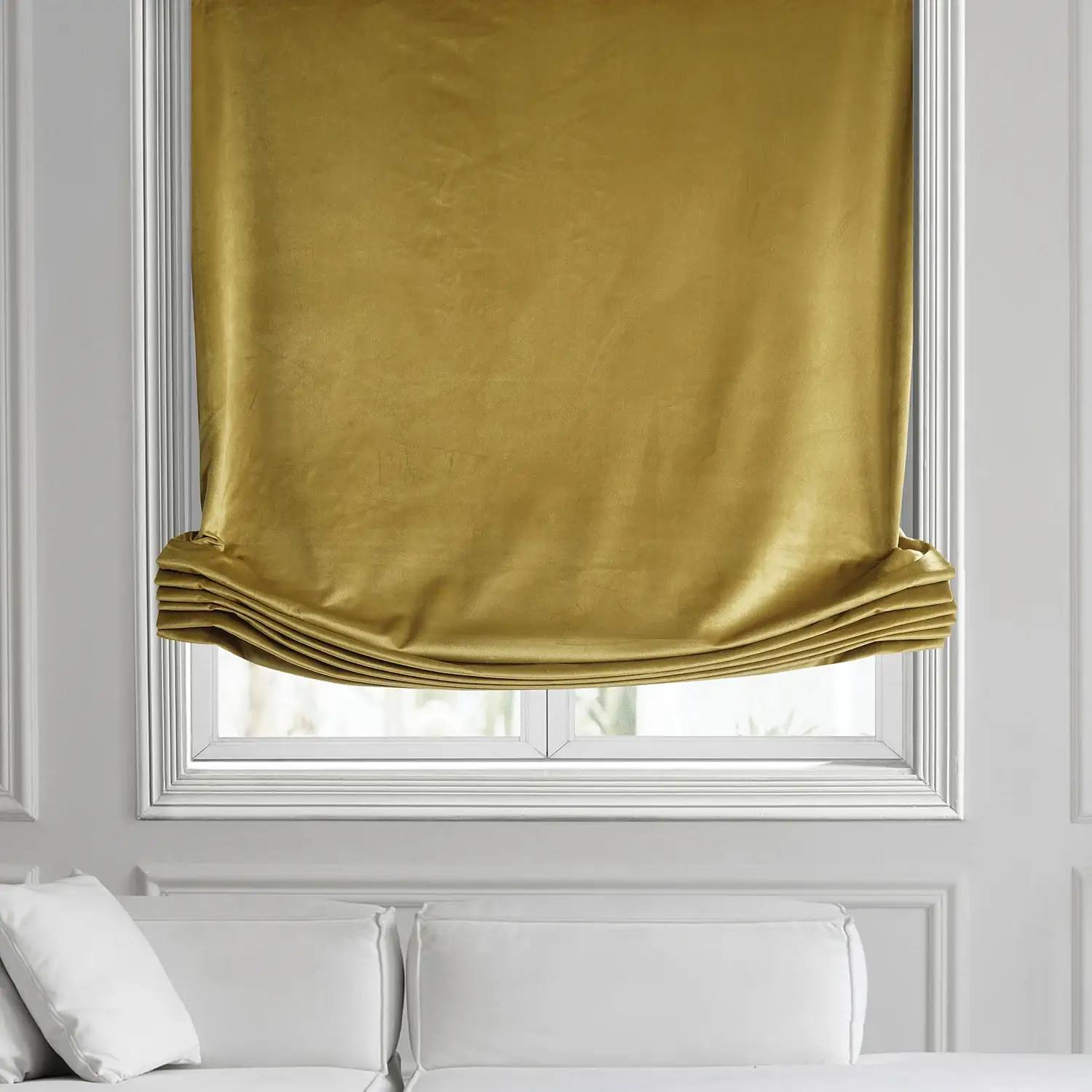 Peat Green Heritage Plush Velvet Roman Shade - Image 2