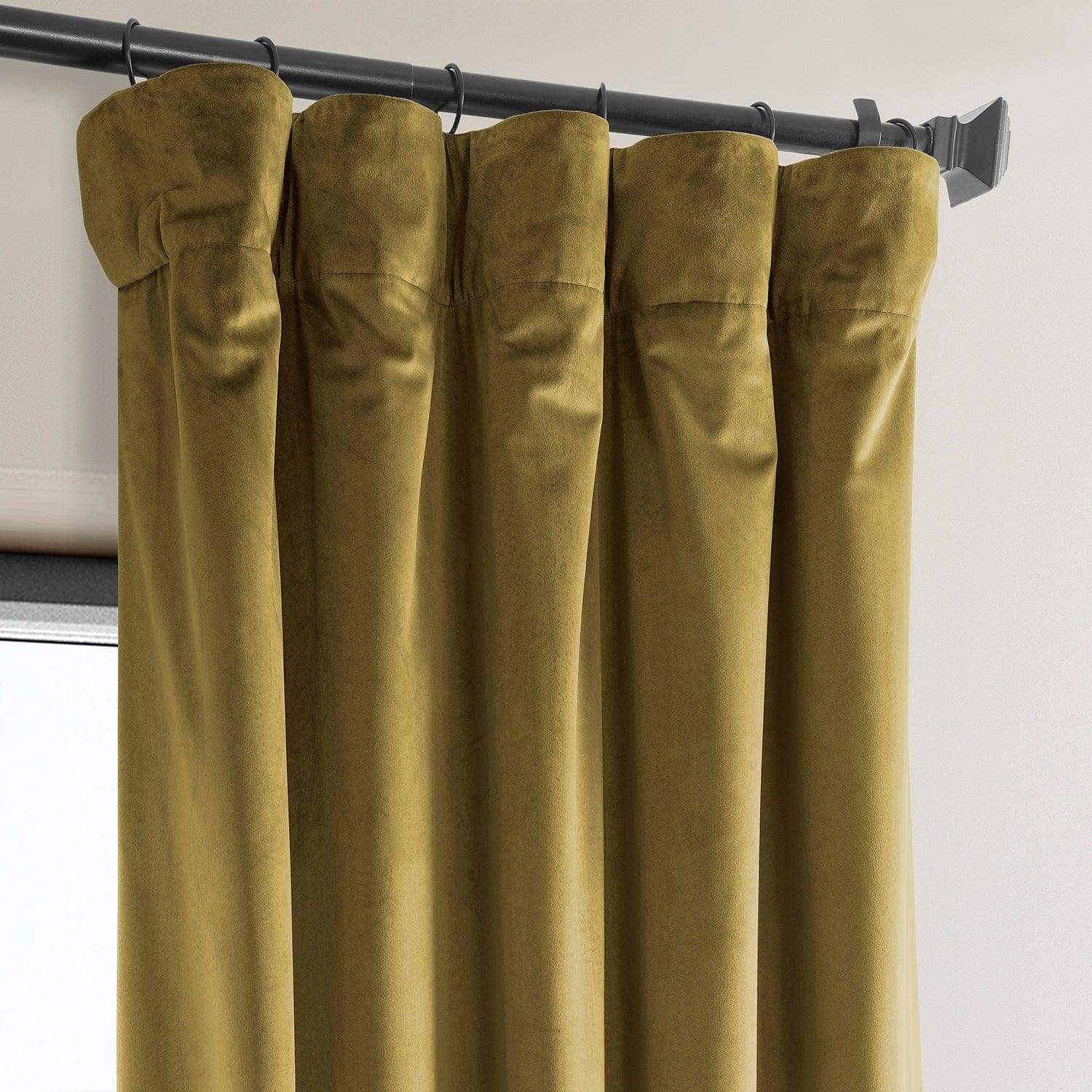 Peat Green Heritage Plush Velvet Room Darkening Curtain - Image 2