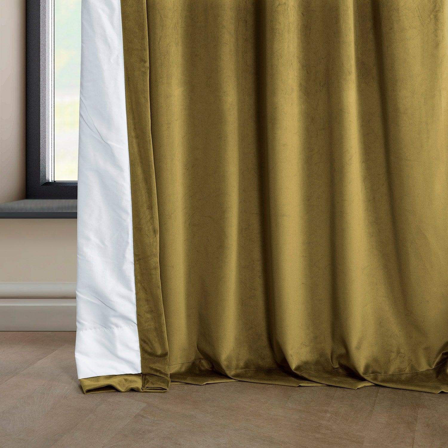 Peat Green Heritage Plush Velvet Room Darkening Curtain - Image 5