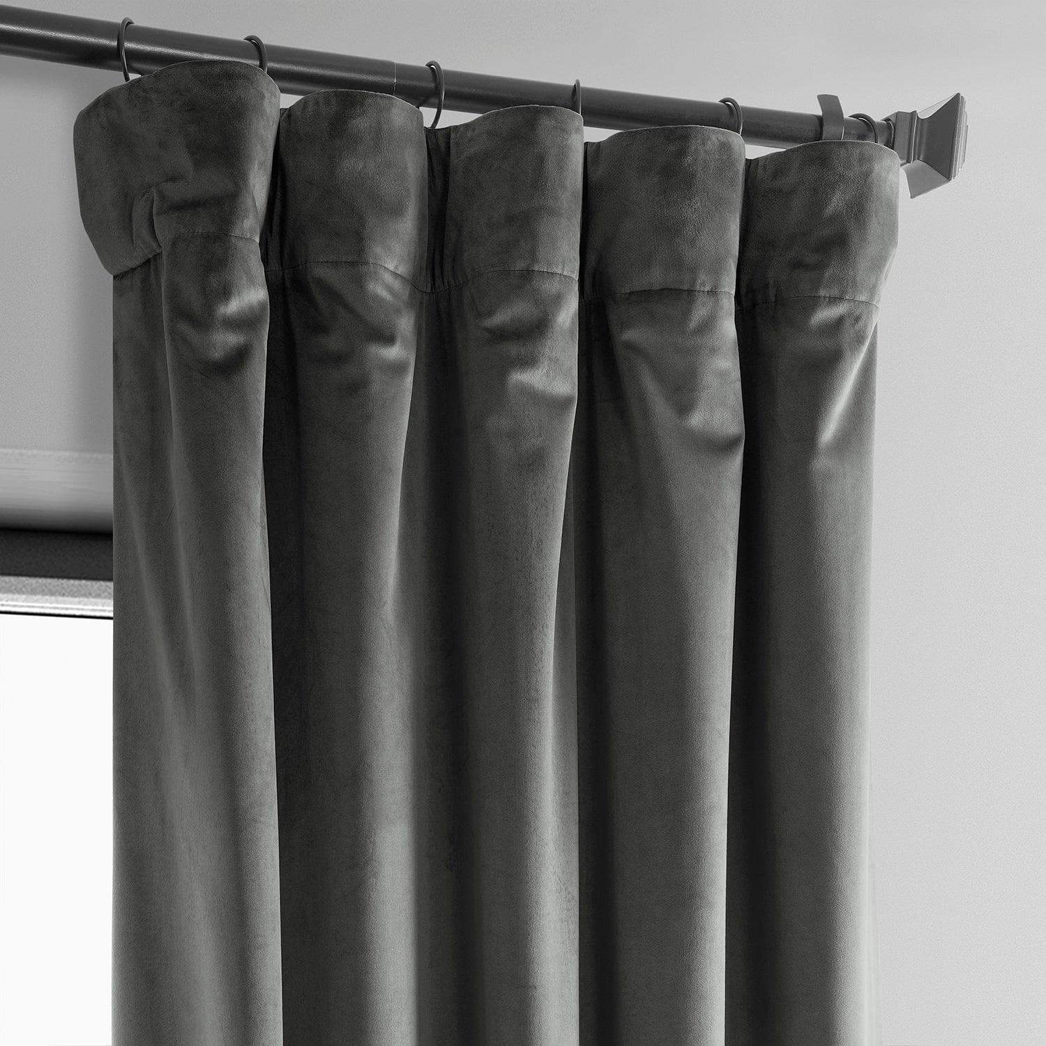Pepper Grey Heritage Plush Velvet Room Darkening Curtain - Image 2
