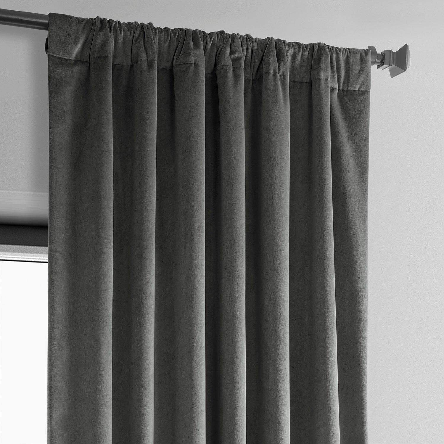 Pepper Grey Heritage Plush Velvet Room Darkening Curtain - Image 4