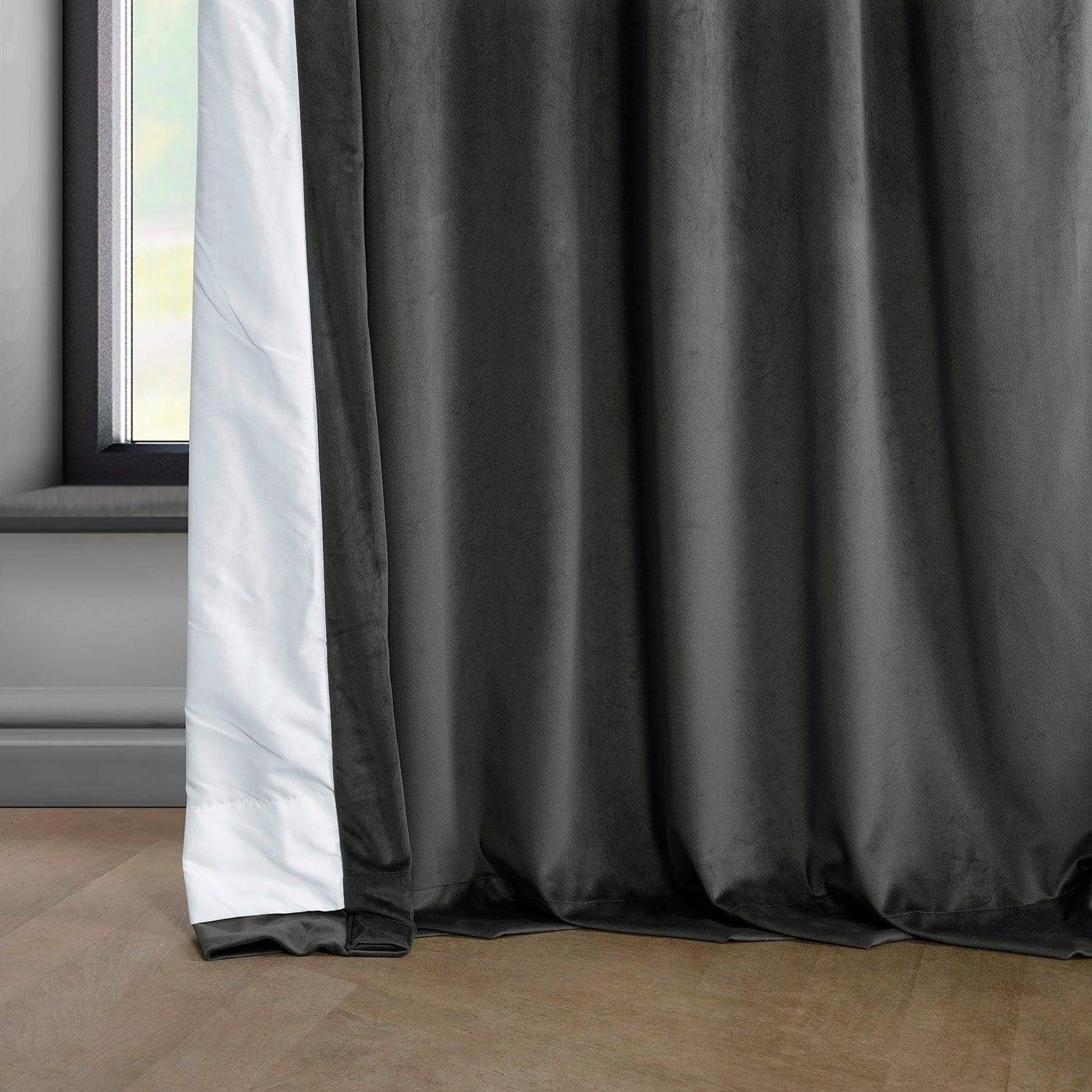 Pepper Grey Heritage Plush Velvet Room Darkening Curtain - Image 5
