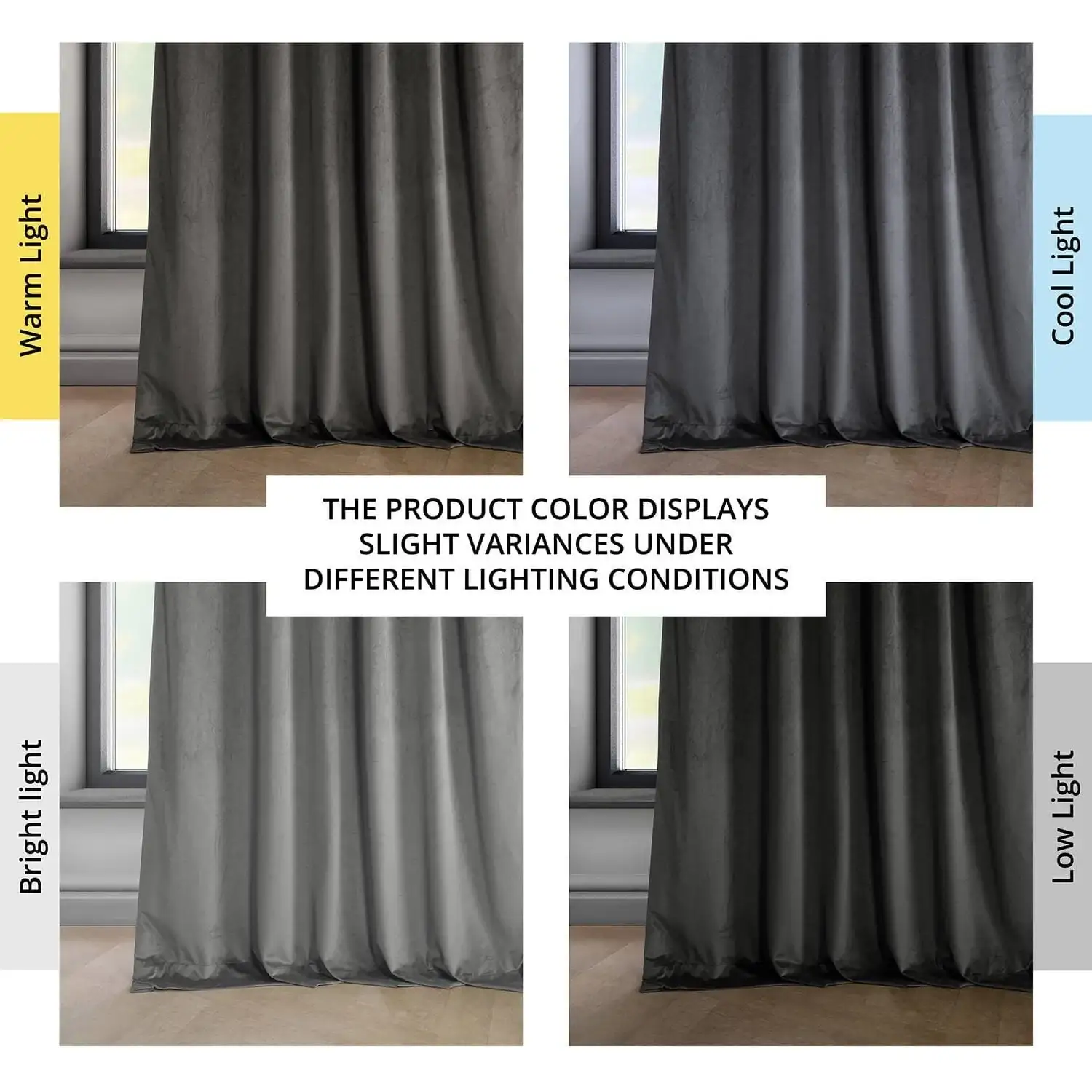 Pepper Grey Heritage Plush Velvet Room Darkening Curtain - Image 6