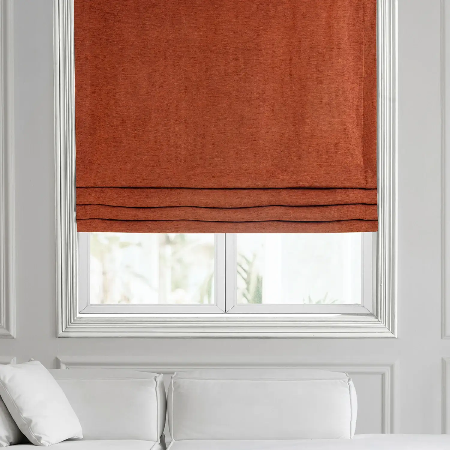Persimmon Bellino Textured Faux Linen Roman Shade