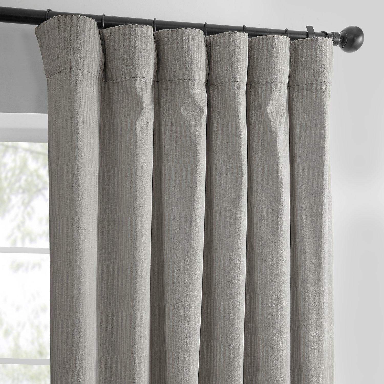 Pewter Abstract Lounge Embossed Velvet Room Darkening Curtain - Image 2